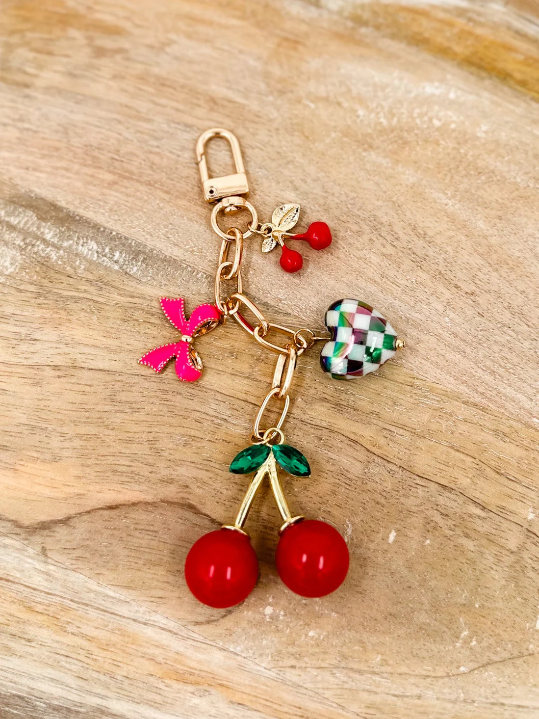 Cherry Love Gold Keychain