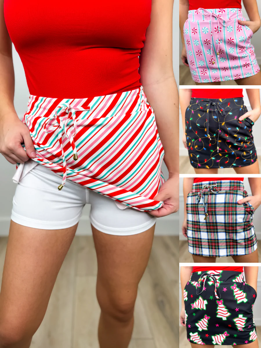 Christmas Cheer High-Rise Avery Mae Skort - 5 options!