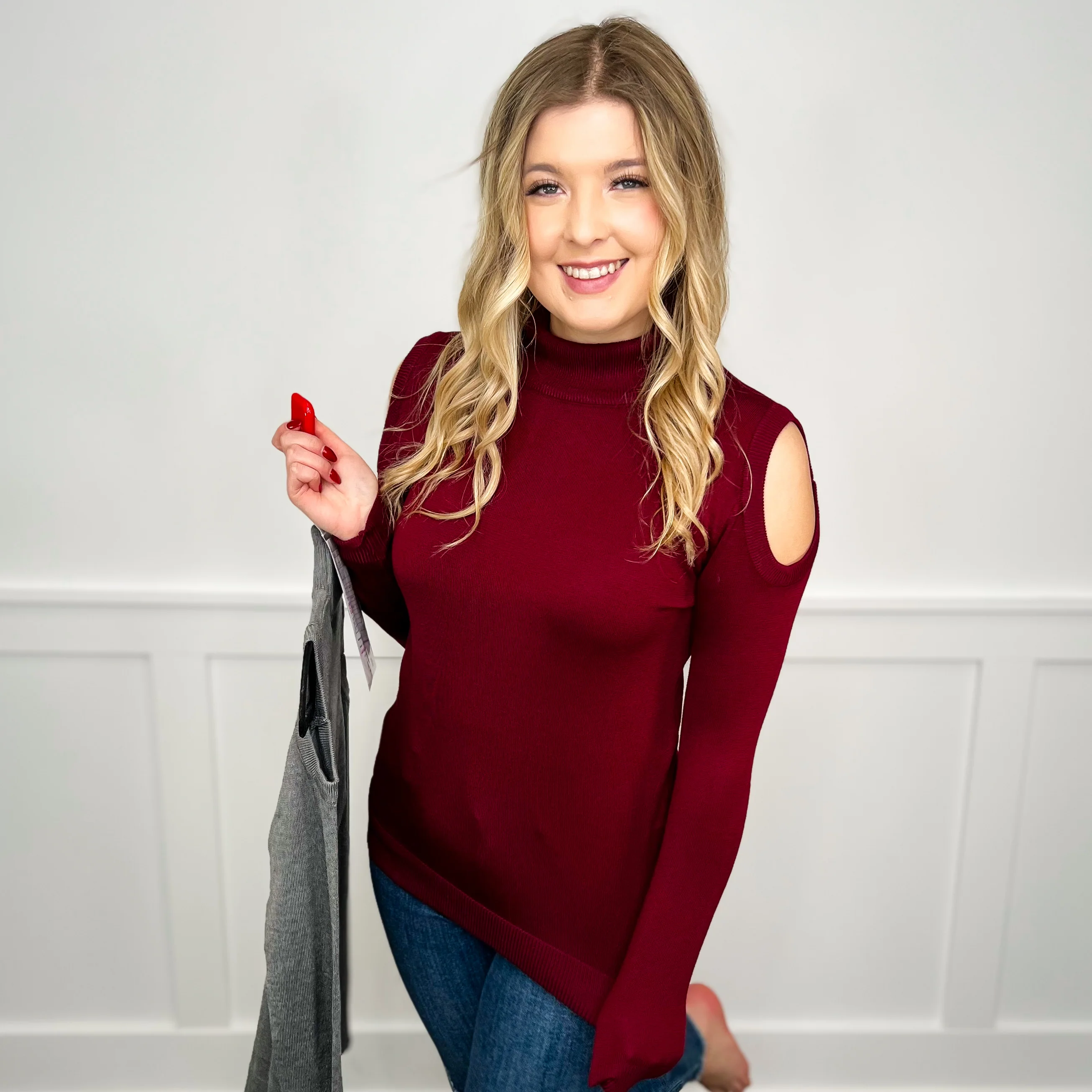 Cold Shoulder Rayon Blend Long Sleeve Avery Mae Top - 2 colors!