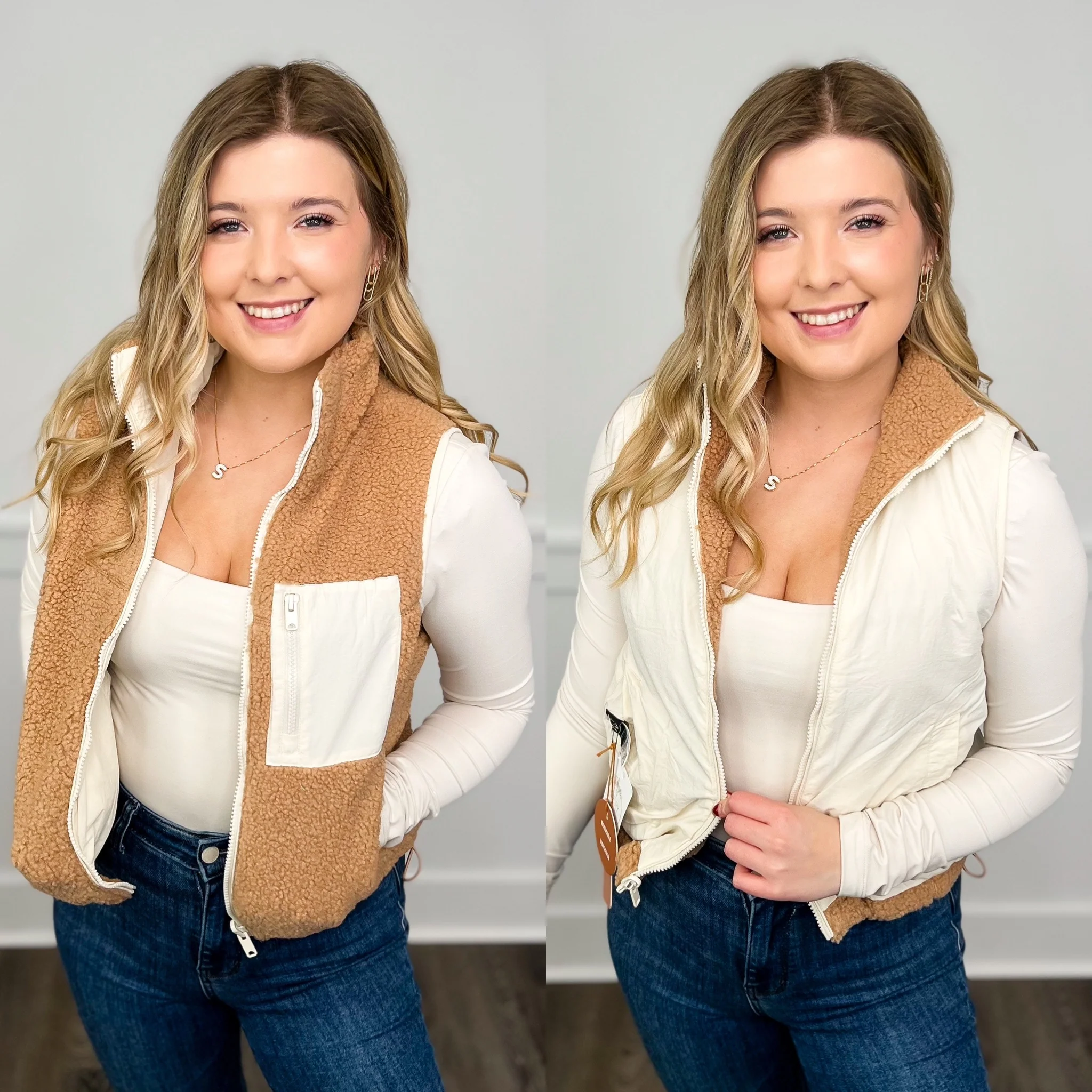 Cold Weather Sherpa Reversible Avery Mae Vest - 3 colors! - Image 2