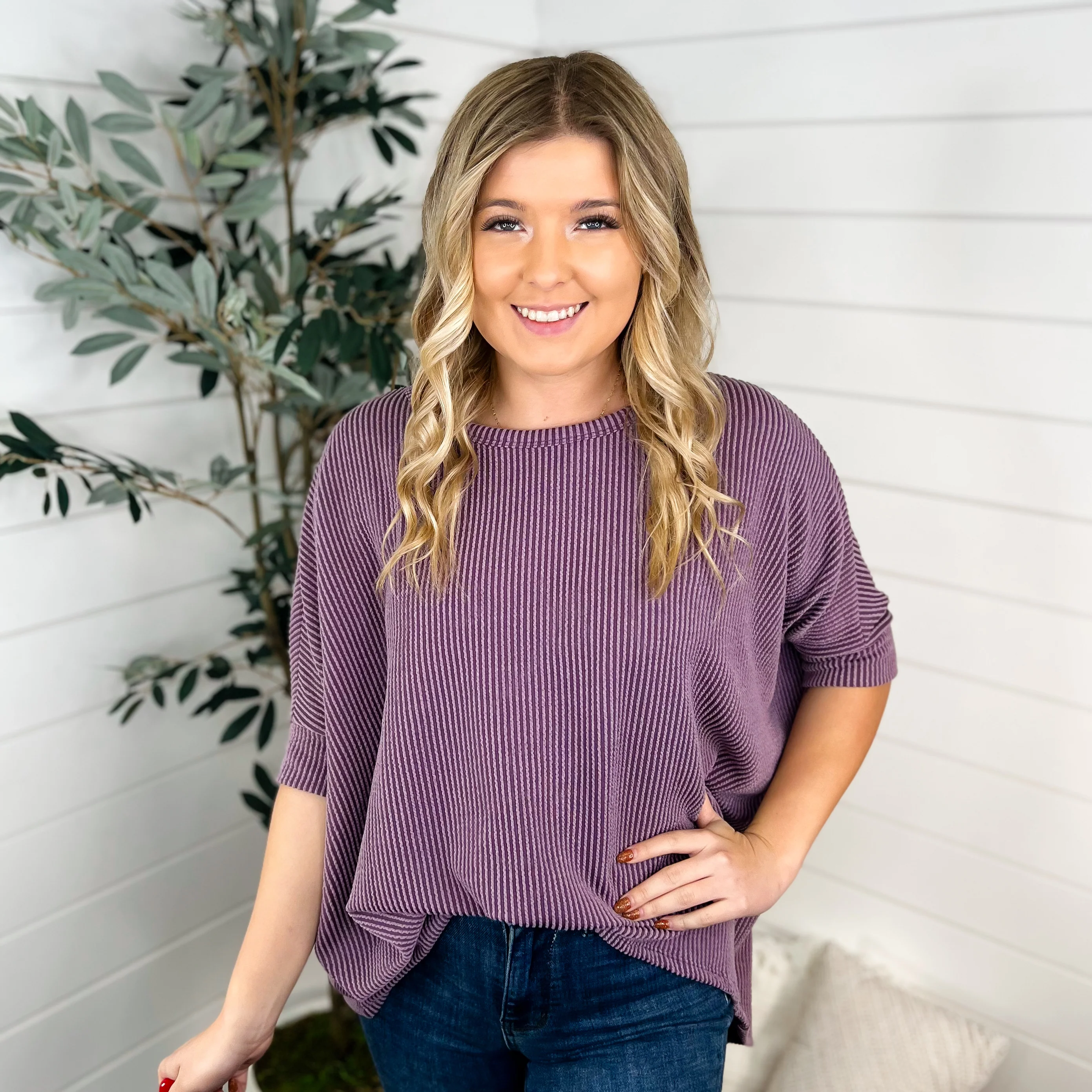 Complete Harmony Ribbed Dolmen Sleeve Avery Mae Top - 6 options! - Image 4
