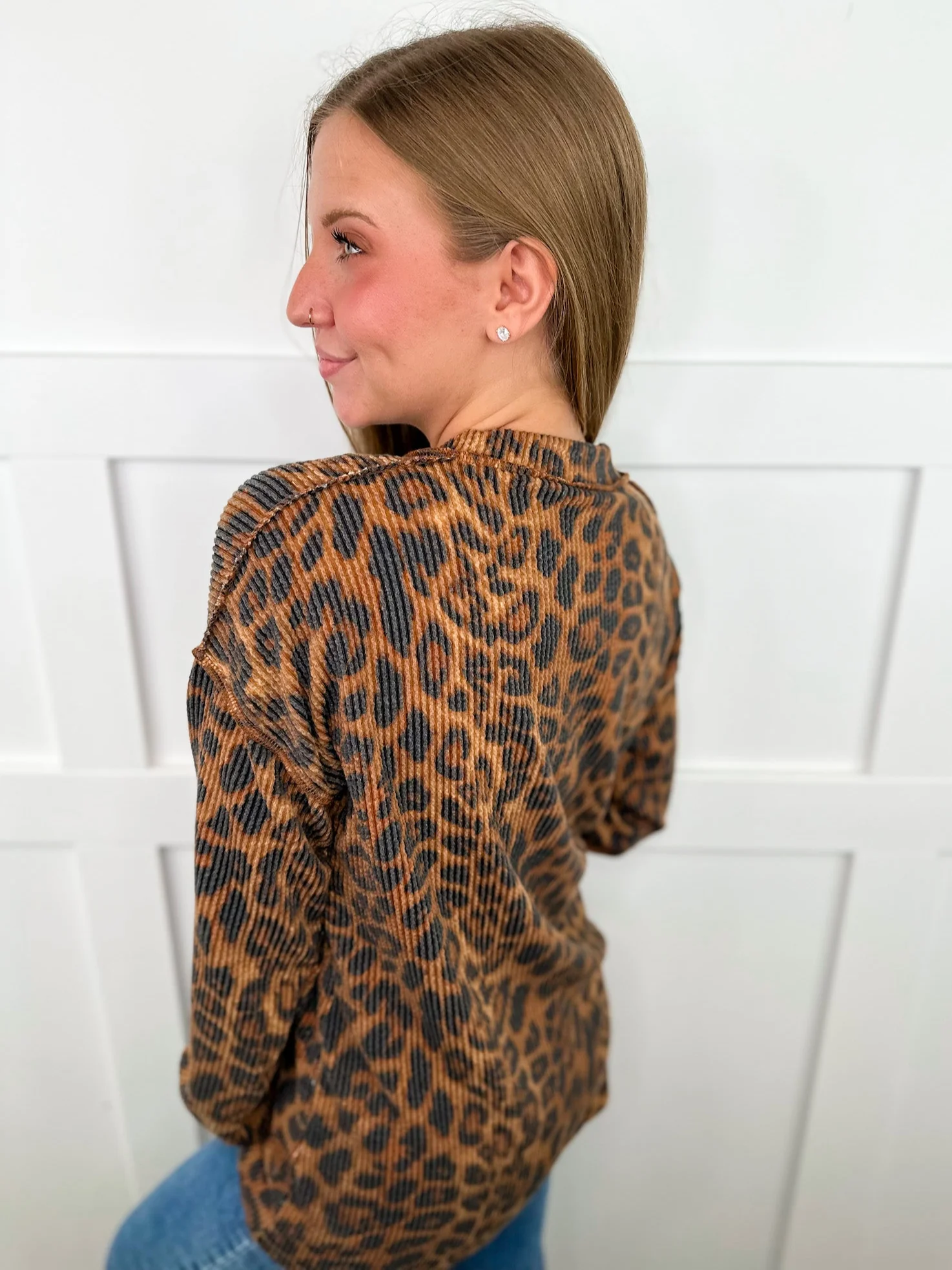 Continuing the Journey Ribbed Long Sleeve Leopard Avery Mae Top - Image 2