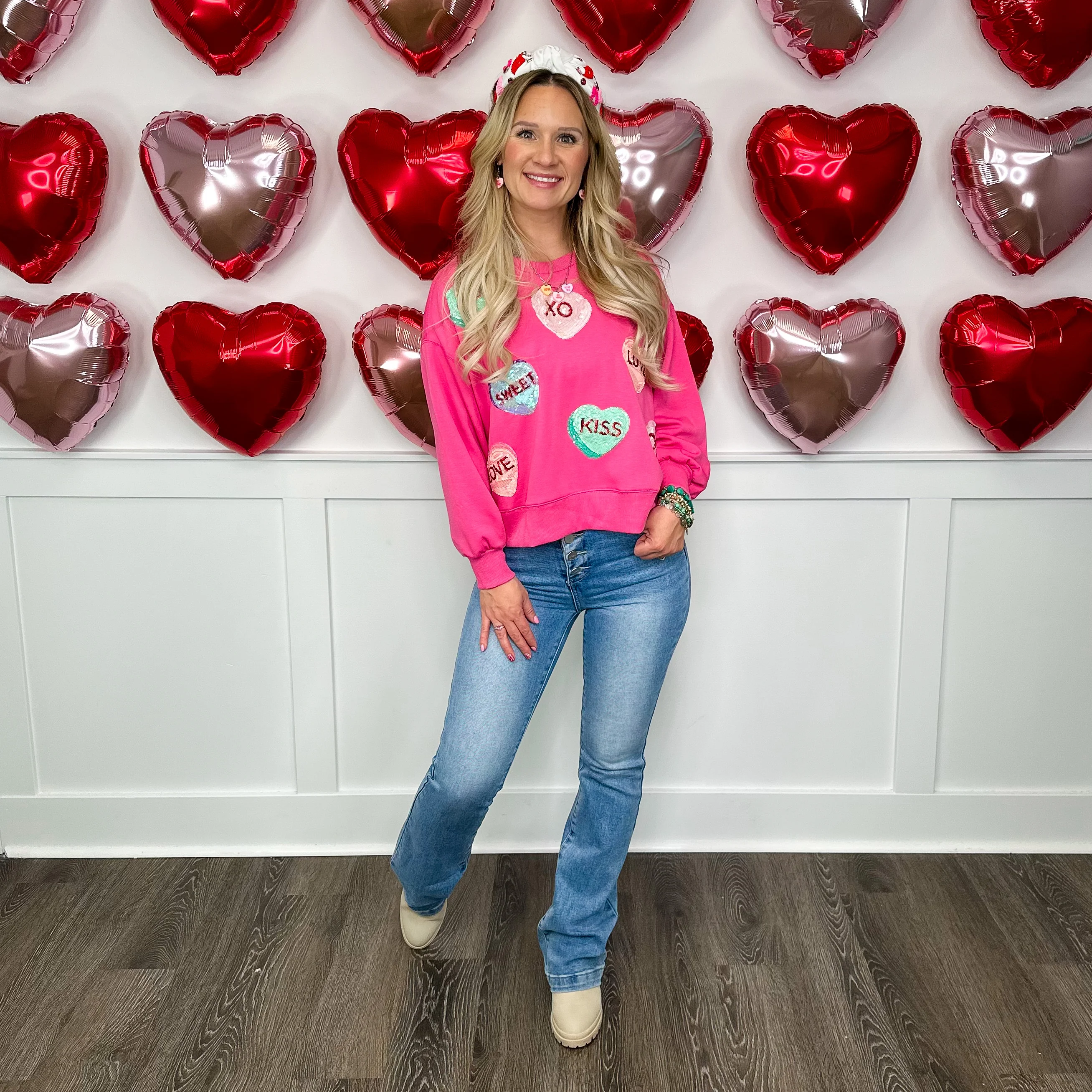 Conversations of the Heart Long Sleeve Pink Avery Mae Graphic Top - Image 3