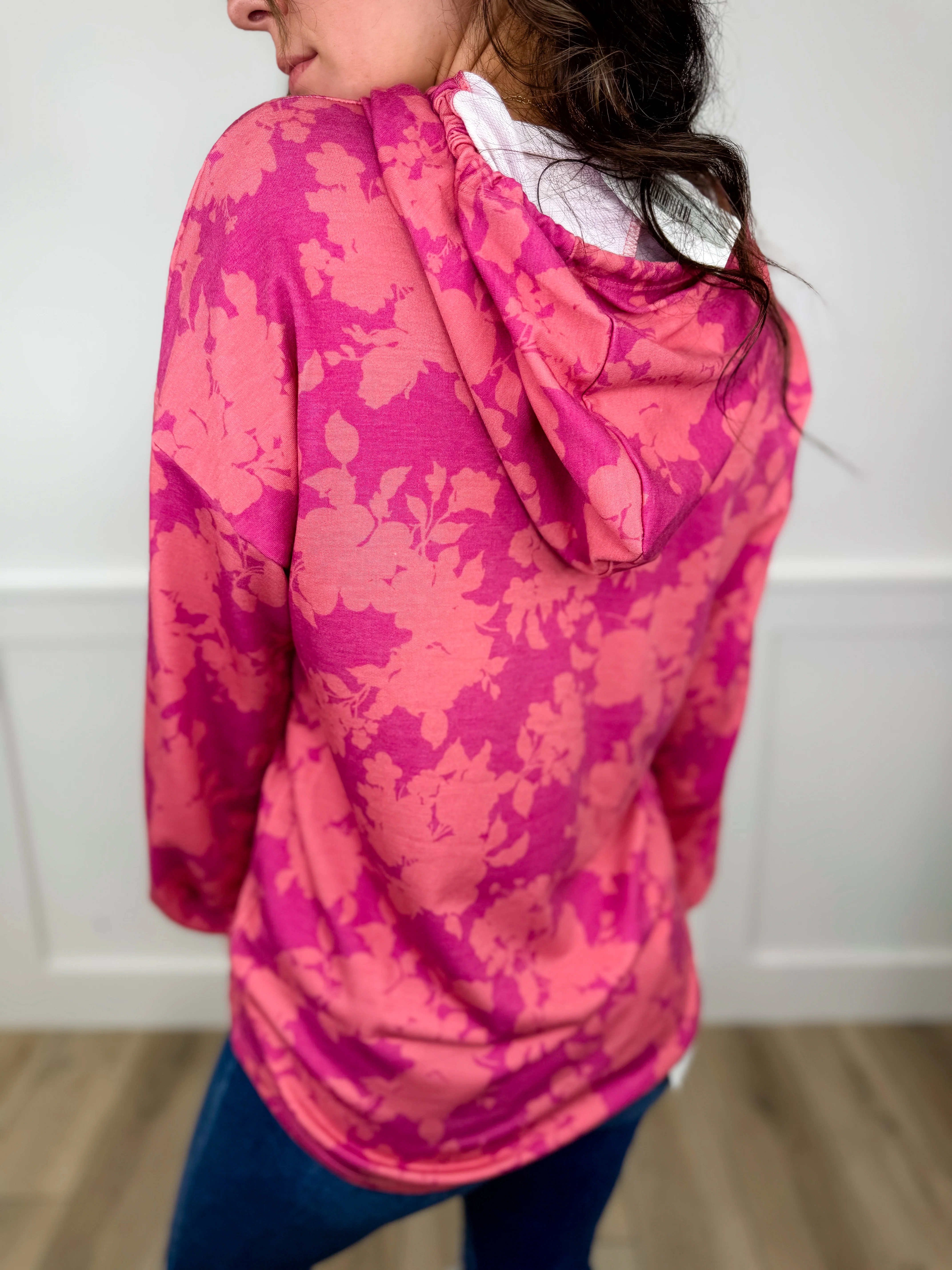 Cozy Blooms Long Sleeve Pink Avery Mae Hooded Top - Image 2