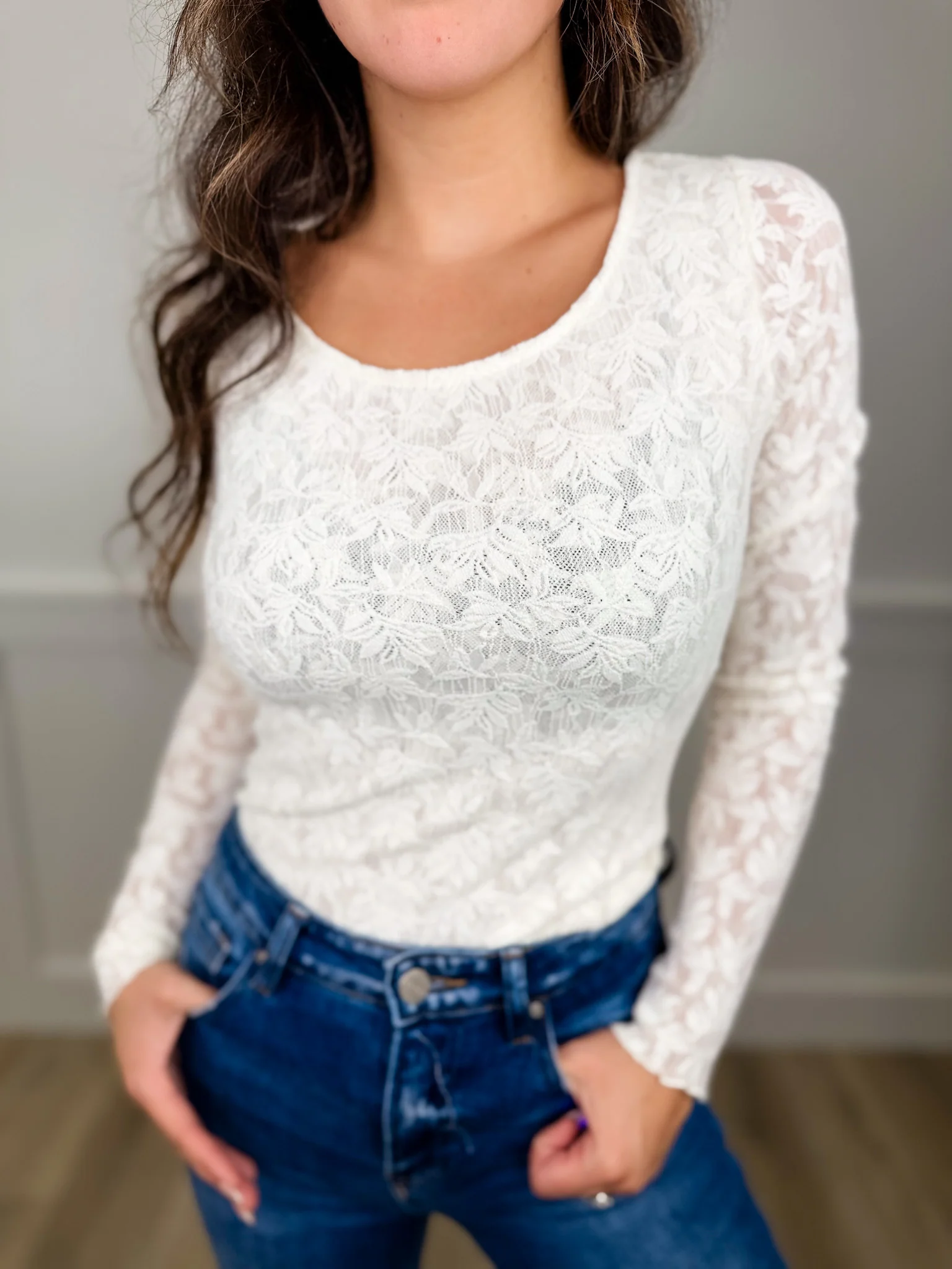 Crazy in Love Lace Long Sleeve Avery Mae Bodysuit Top - 3 colors! - Image 3
