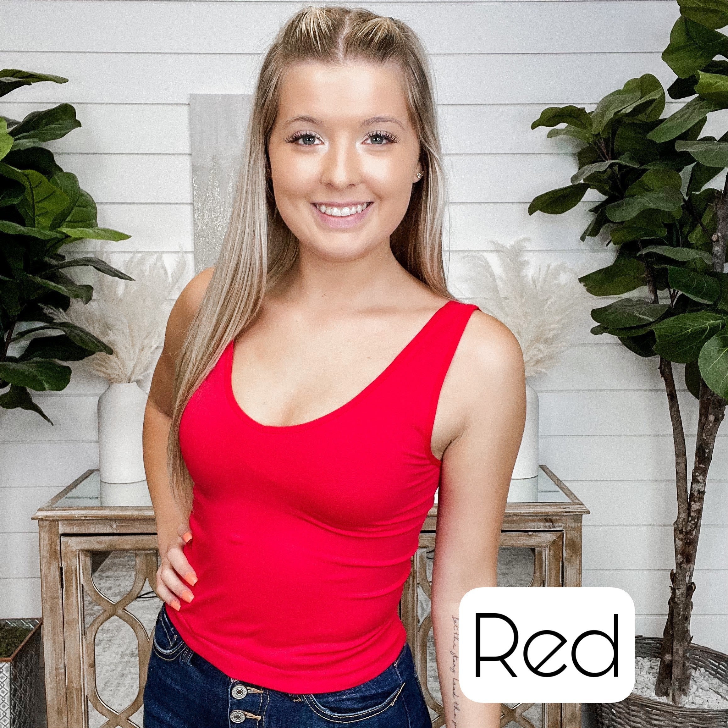 Cropped Basic Reversible V & Scoop Neck Tank Top - 17 colors! - Image 11