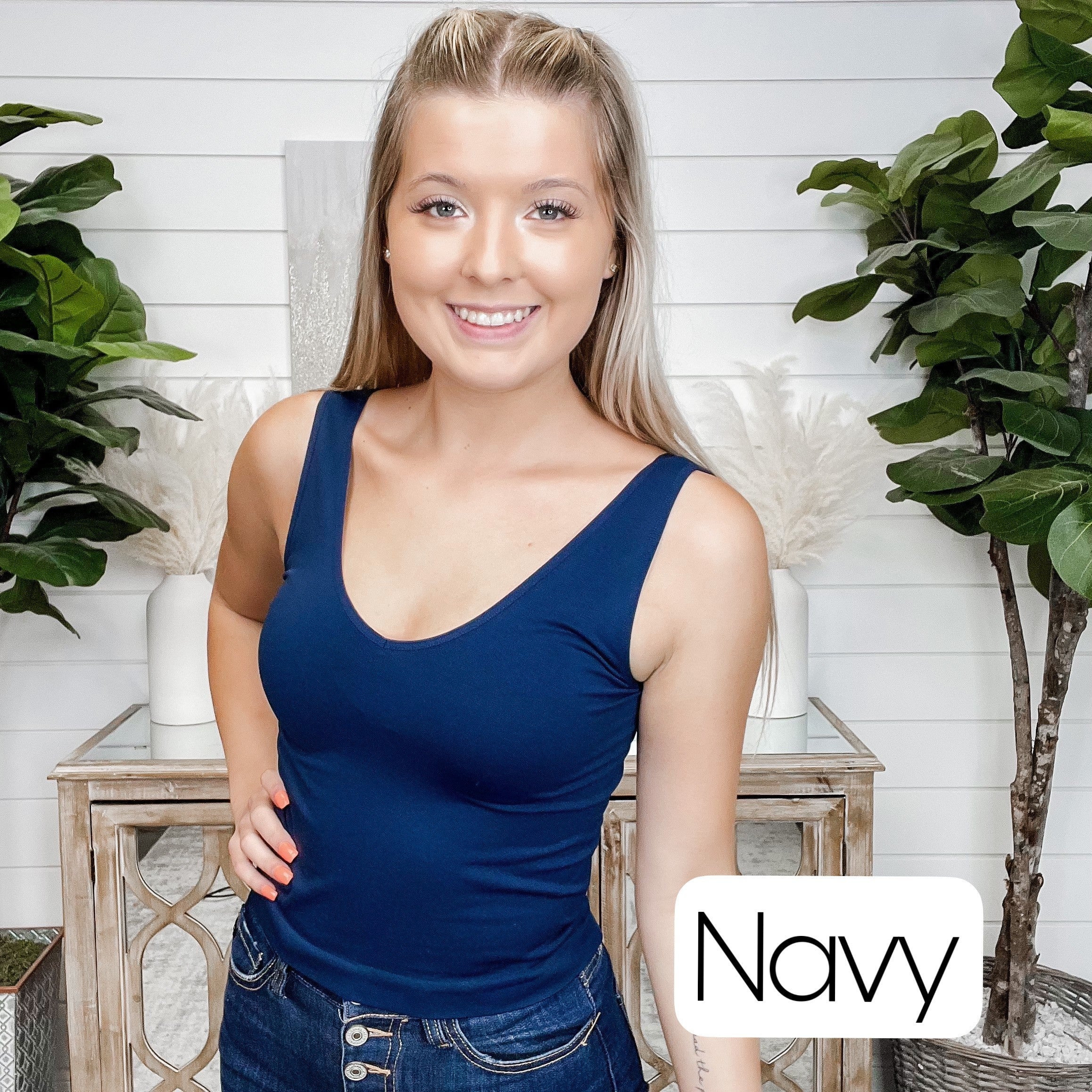 Cropped Basic Reversible V & Scoop Neck Tank Top - 17 colors! - Image 12