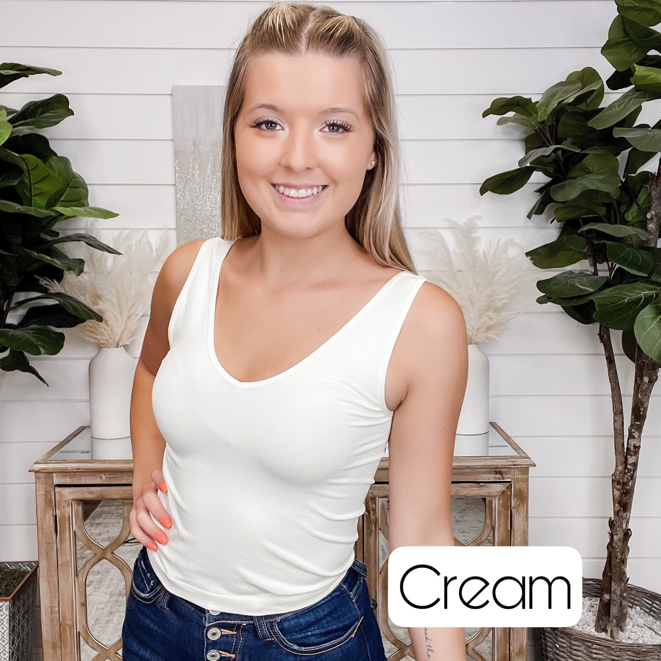 Cropped Basic Reversible V & Scoop Neck Tank Top - 17 colors! - Image 4