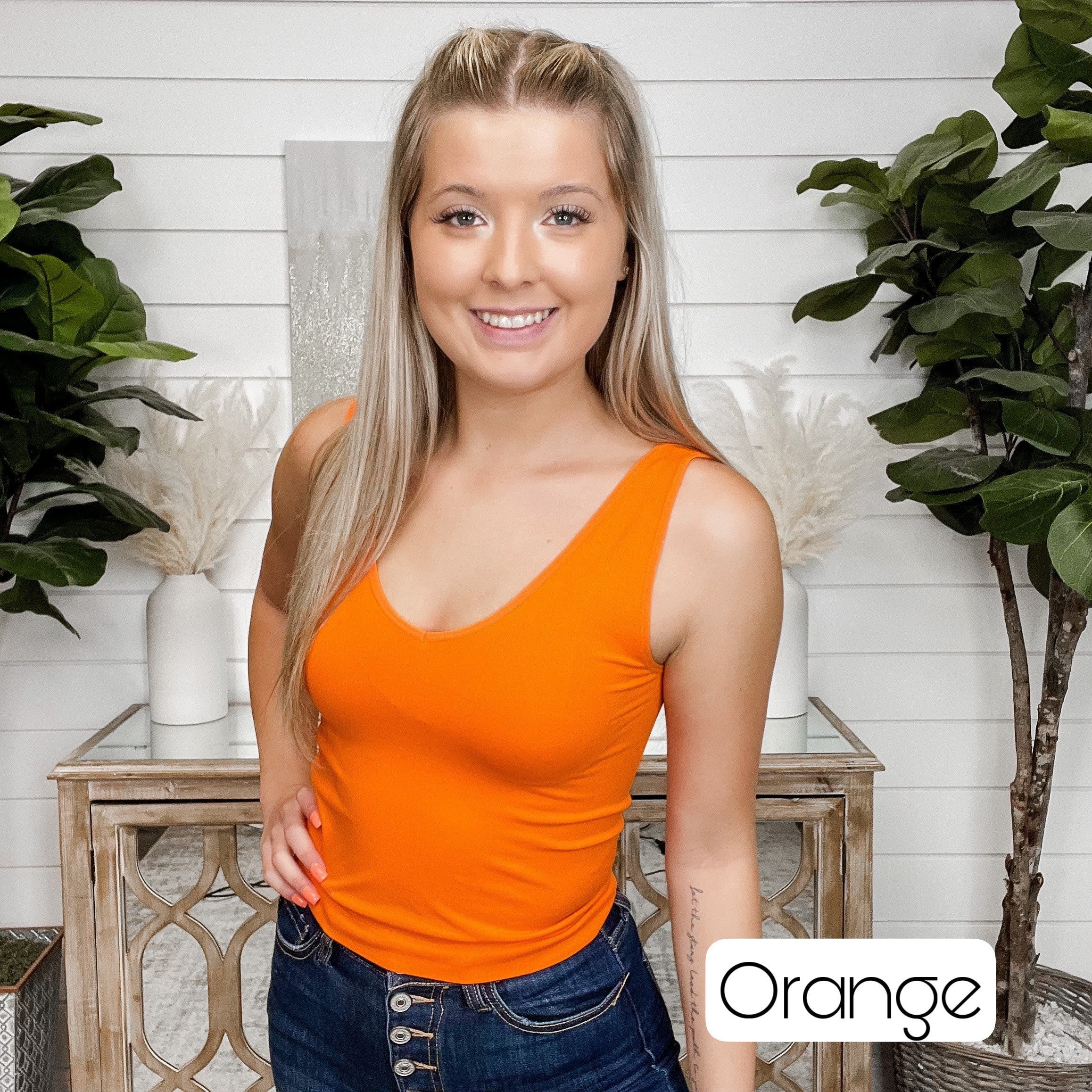 Cropped Basic Reversible V & Scoop Neck Tank Top - 17 colors! - Image 8