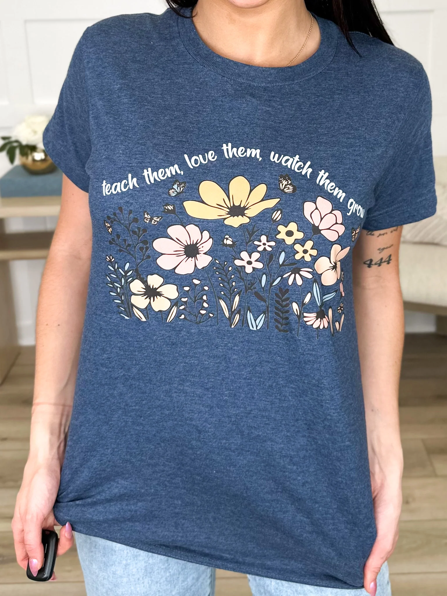 Cultivating Tomorrow Cotton Blend Short Sleeve Blue Avery Mae Graphic Tee Shirt (Tultex)