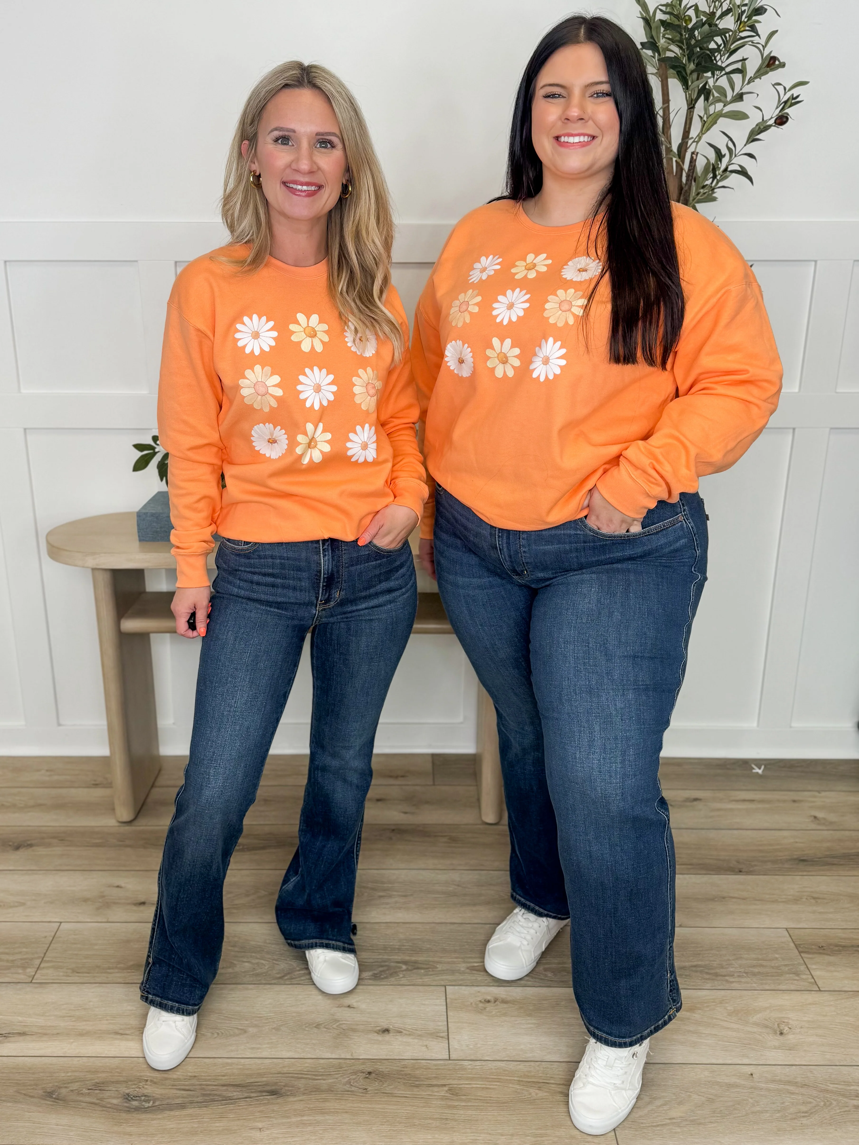 Daisy Chain Cotton Blend Long Sleeve Orange Avery Mae Graphic Crewneck Sweatshirt (Tultex) - Image 3