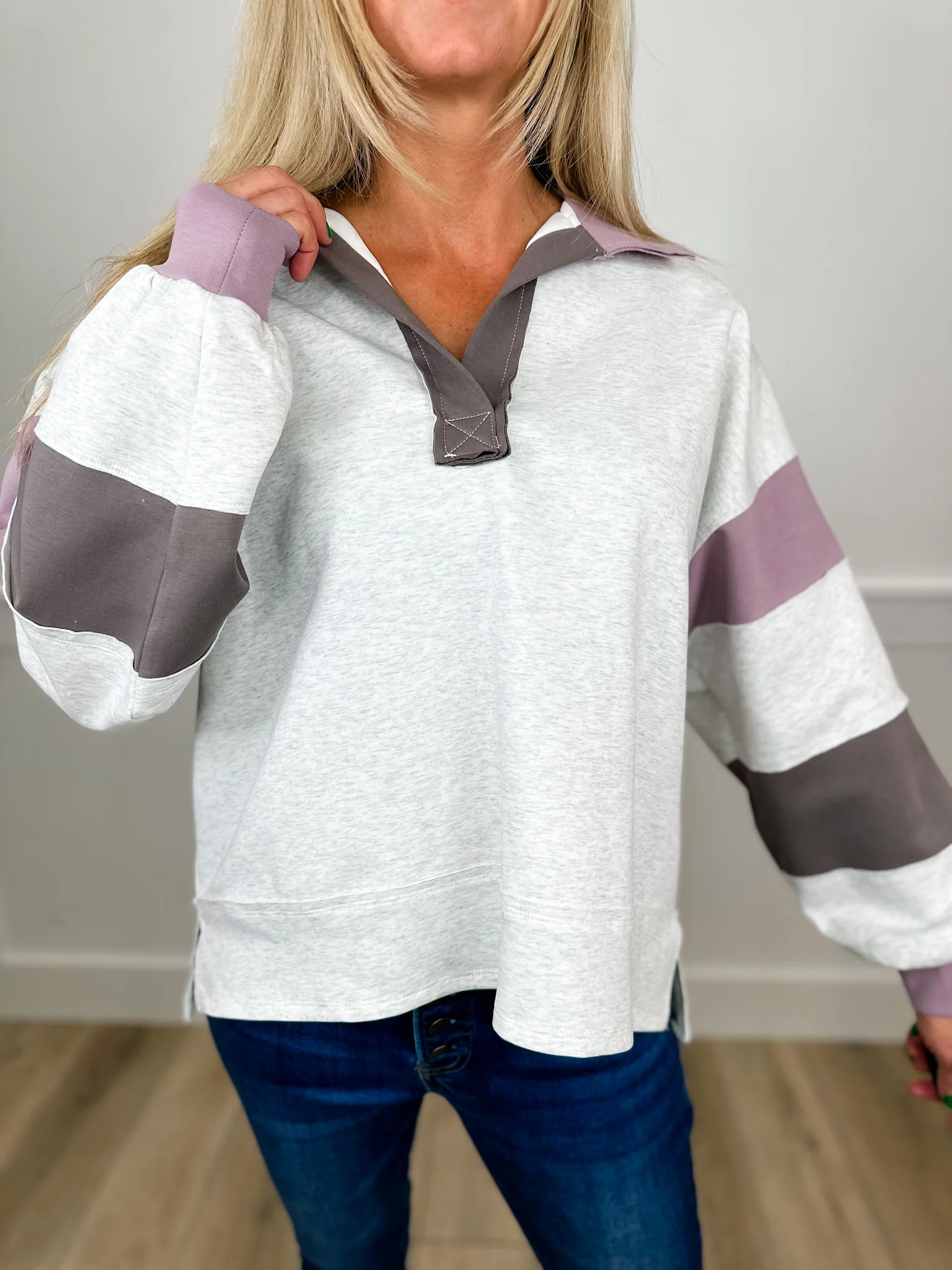 Darling Dusk Lightweight Long Sleeve Grey Avery Mae Top