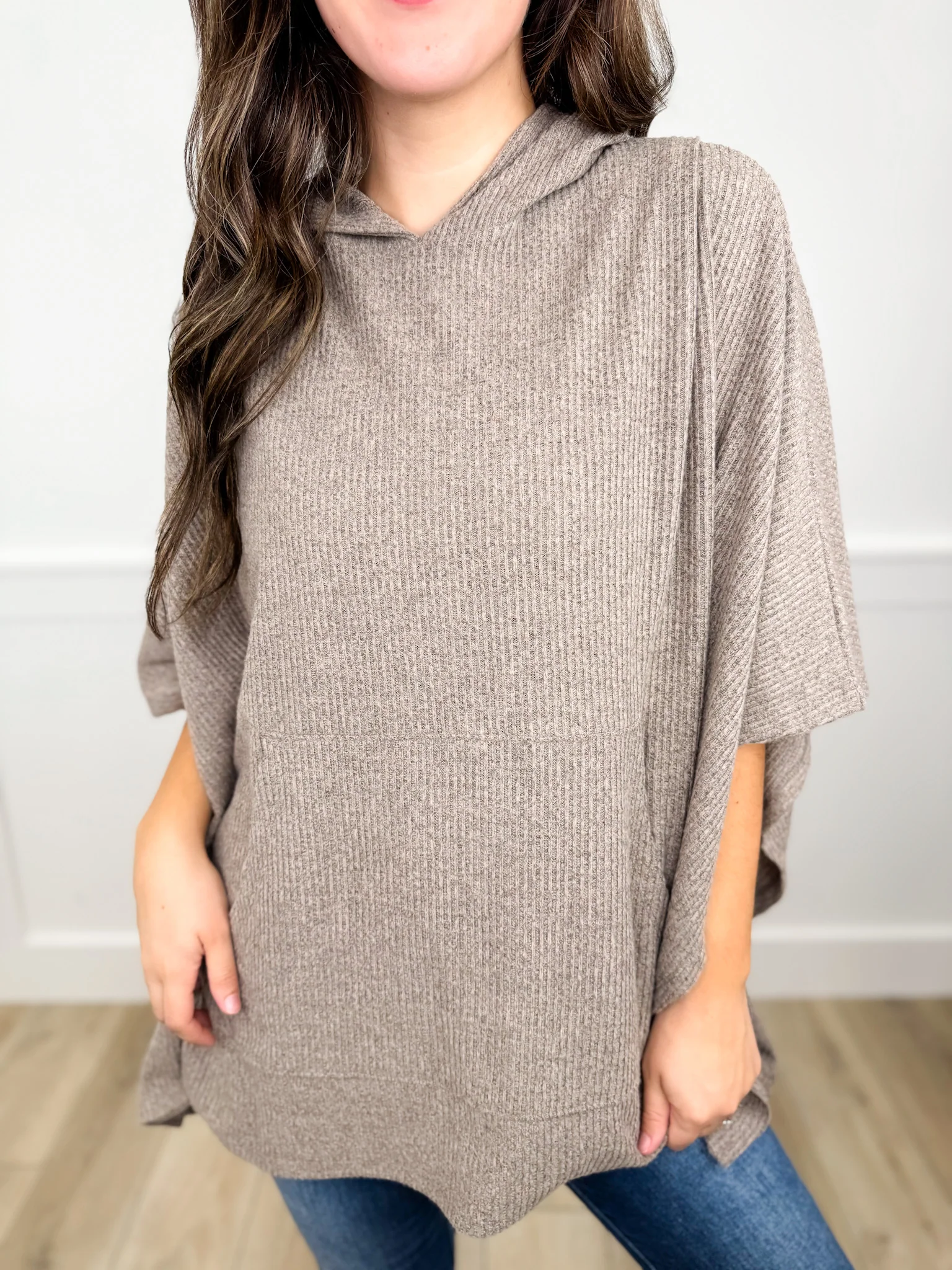 Dear Scarlett Just as I Thought Ribbed Short Sleeve Hooded Poncho Top - 8 colors! - Image 8