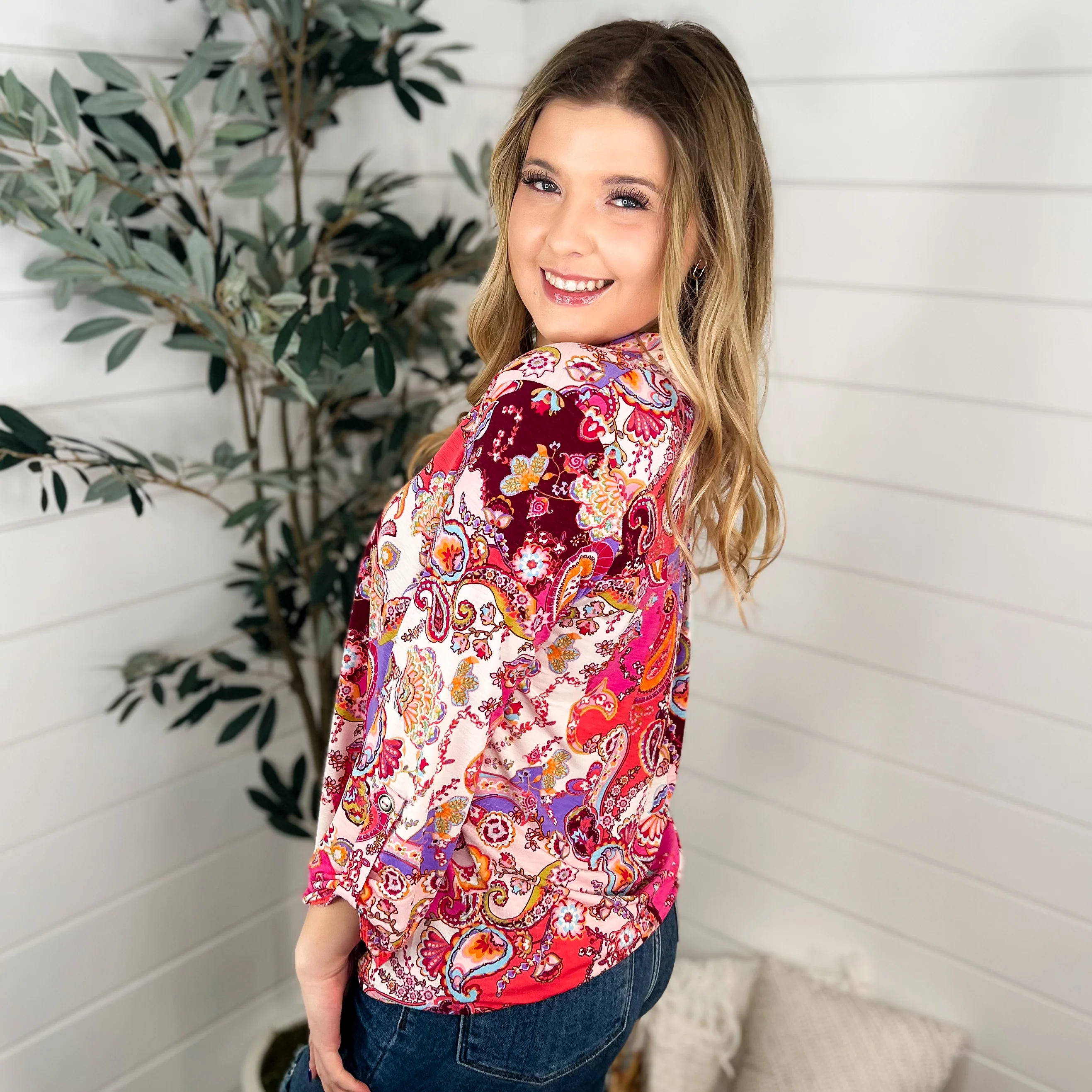 Dear Scarlett Make a Change Wrinkle-Free 3/4 Sleeve Multi Gabby Top - Image 2