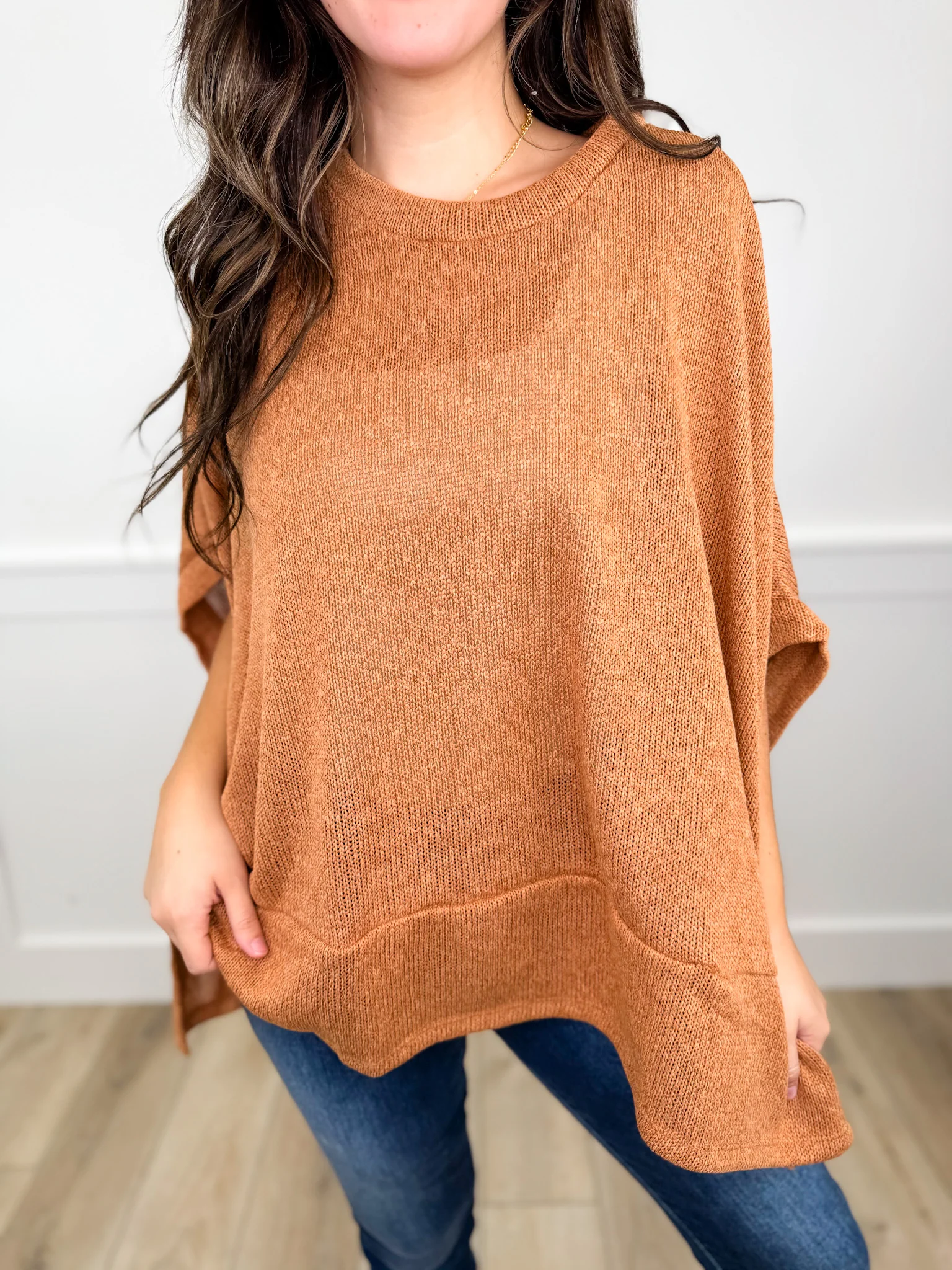 Dear Scarlett Strong Spirit Knit Short Sleeve Sweater Poncho Top - 7 colors! - Image 3