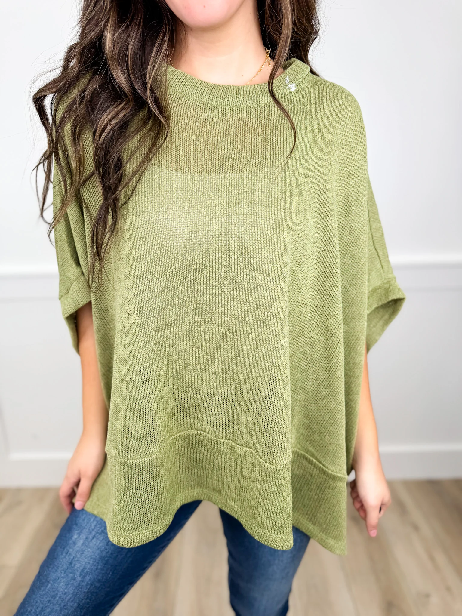 Dear Scarlett Strong Spirit Knit Short Sleeve Sweater Poncho Top - 7 colors! - Image 4