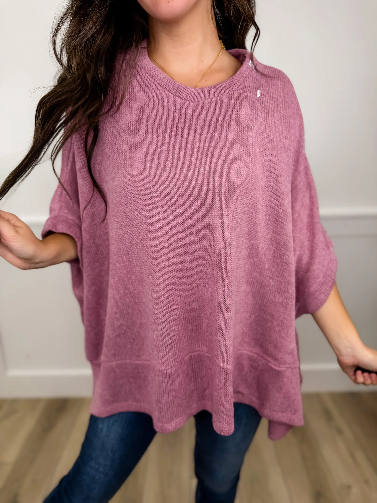Dear Scarlett Strong Spirit Knit Short Sleeve Sweater Poncho Top - 7 colors! - Image 5