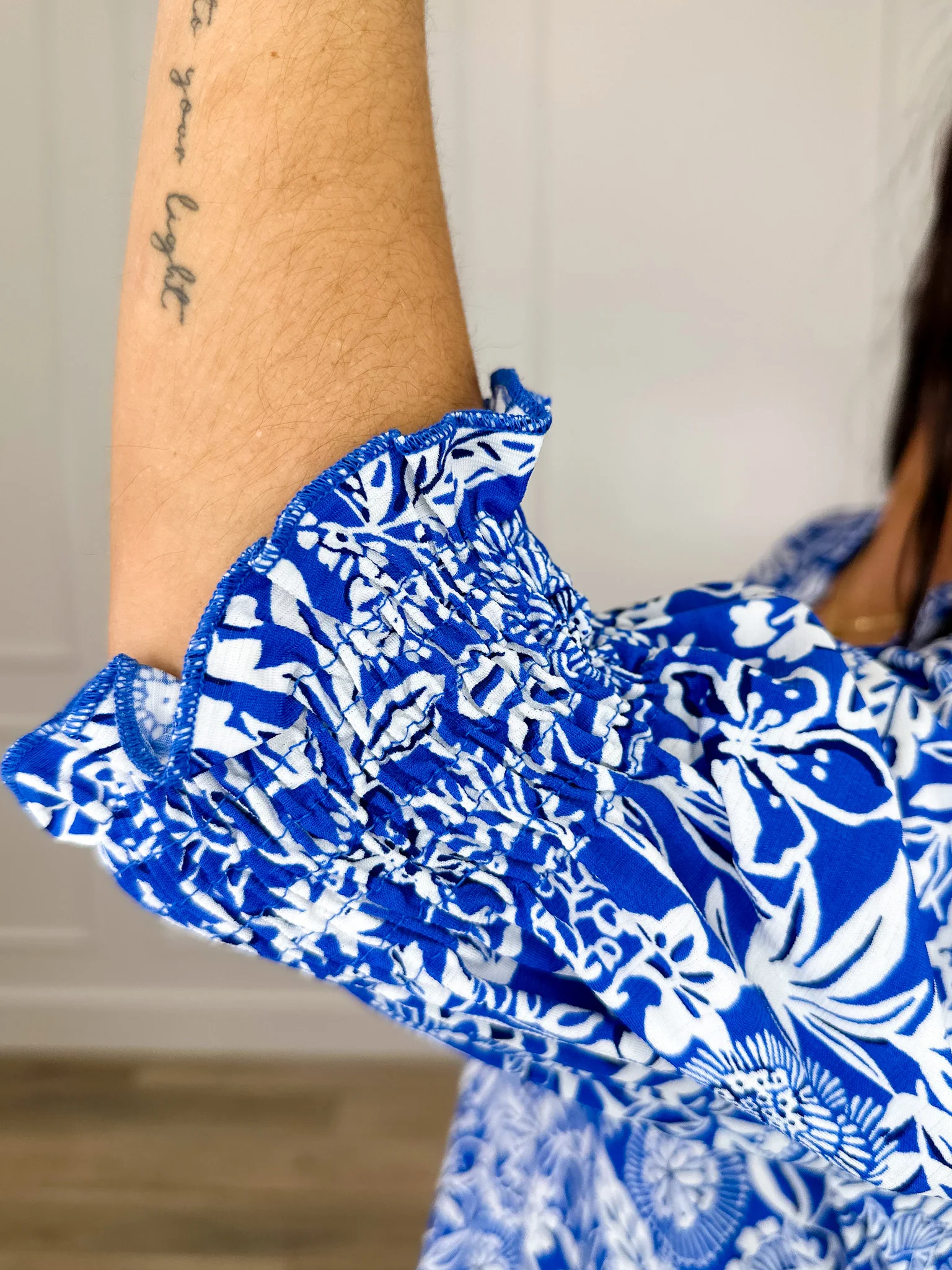 Dear Scarlett Voices of Reason Wrinkle-Free Short Sleeve Blue Top - Image 3