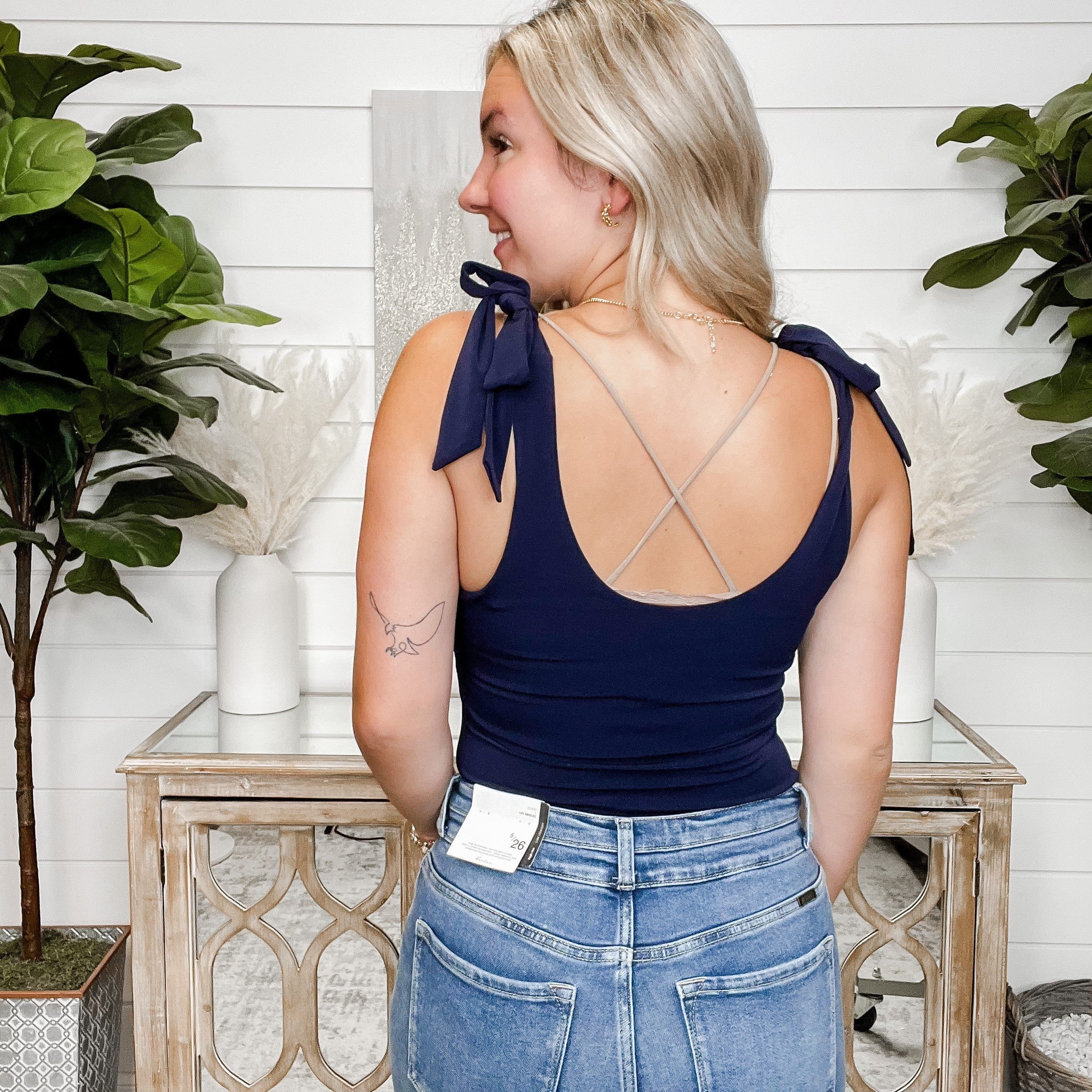Didn't Mean it Wrinkle-Free Navy Bodysuit Top - Image 3