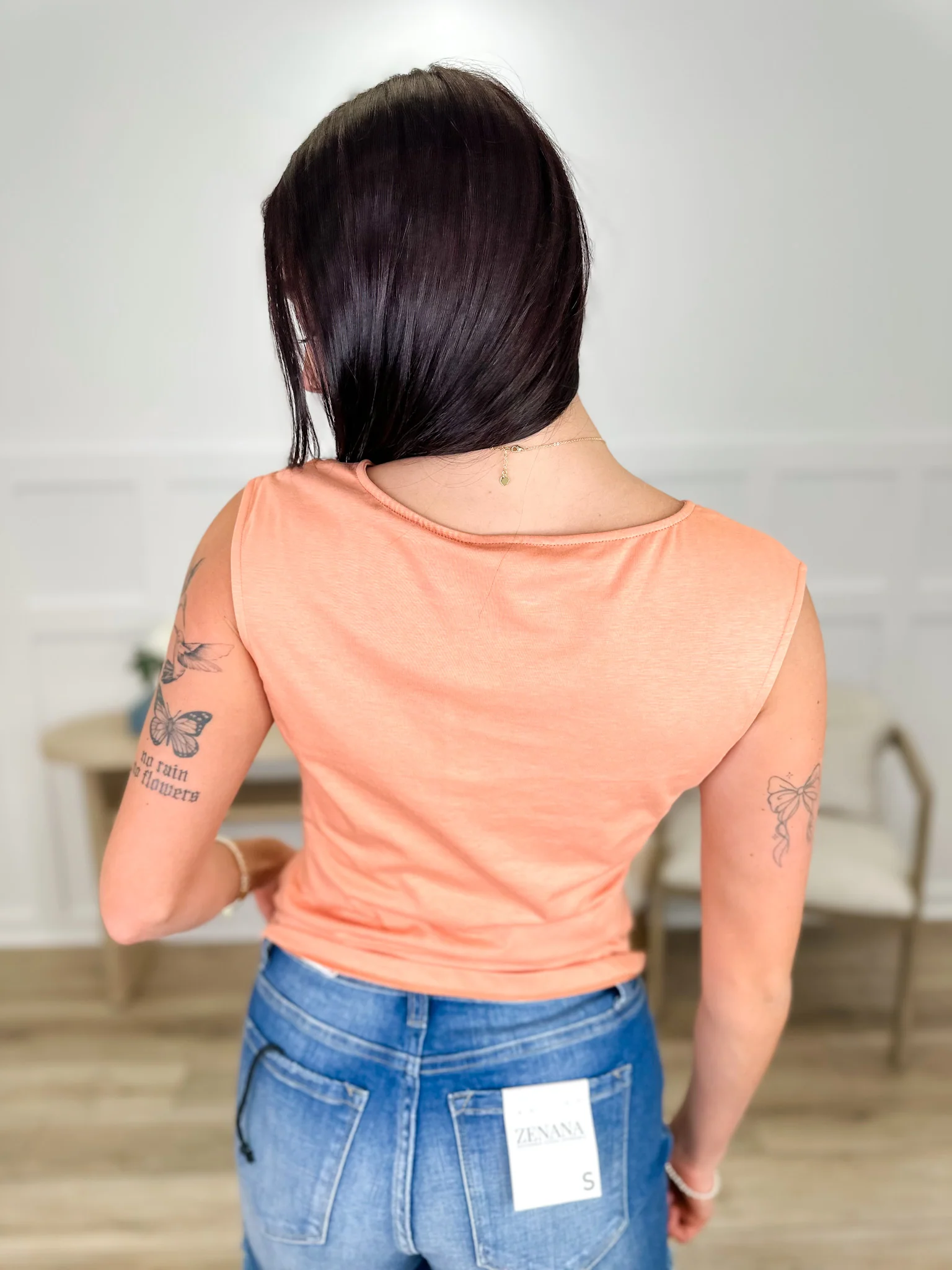 Doe & Rae I Can't Forget Rayon Blend Orange Tank Top - Image 2