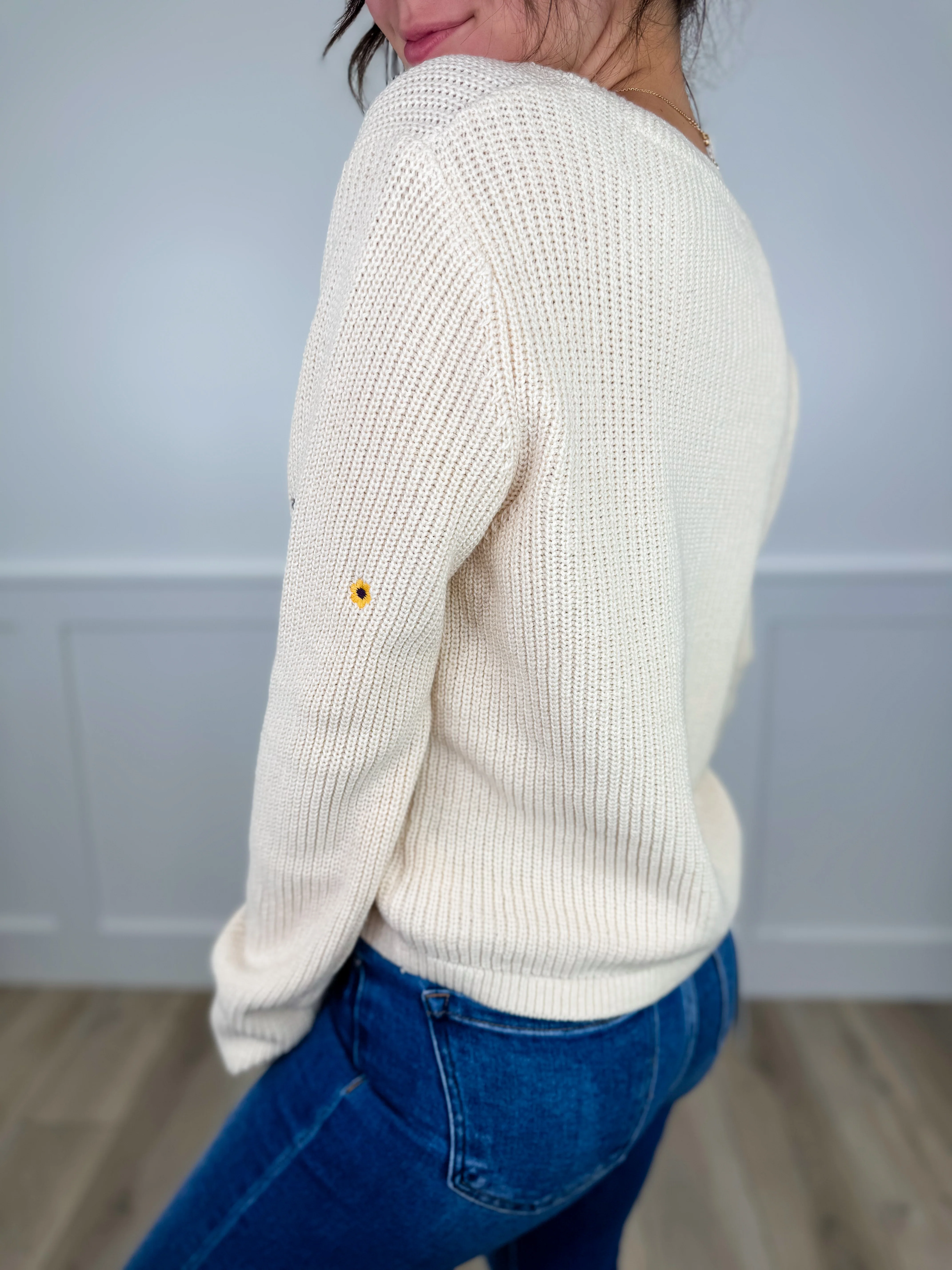 Don't Give Up Knit Long Sleeve Cream Avery Mae Button Up Cardigan - Image 2