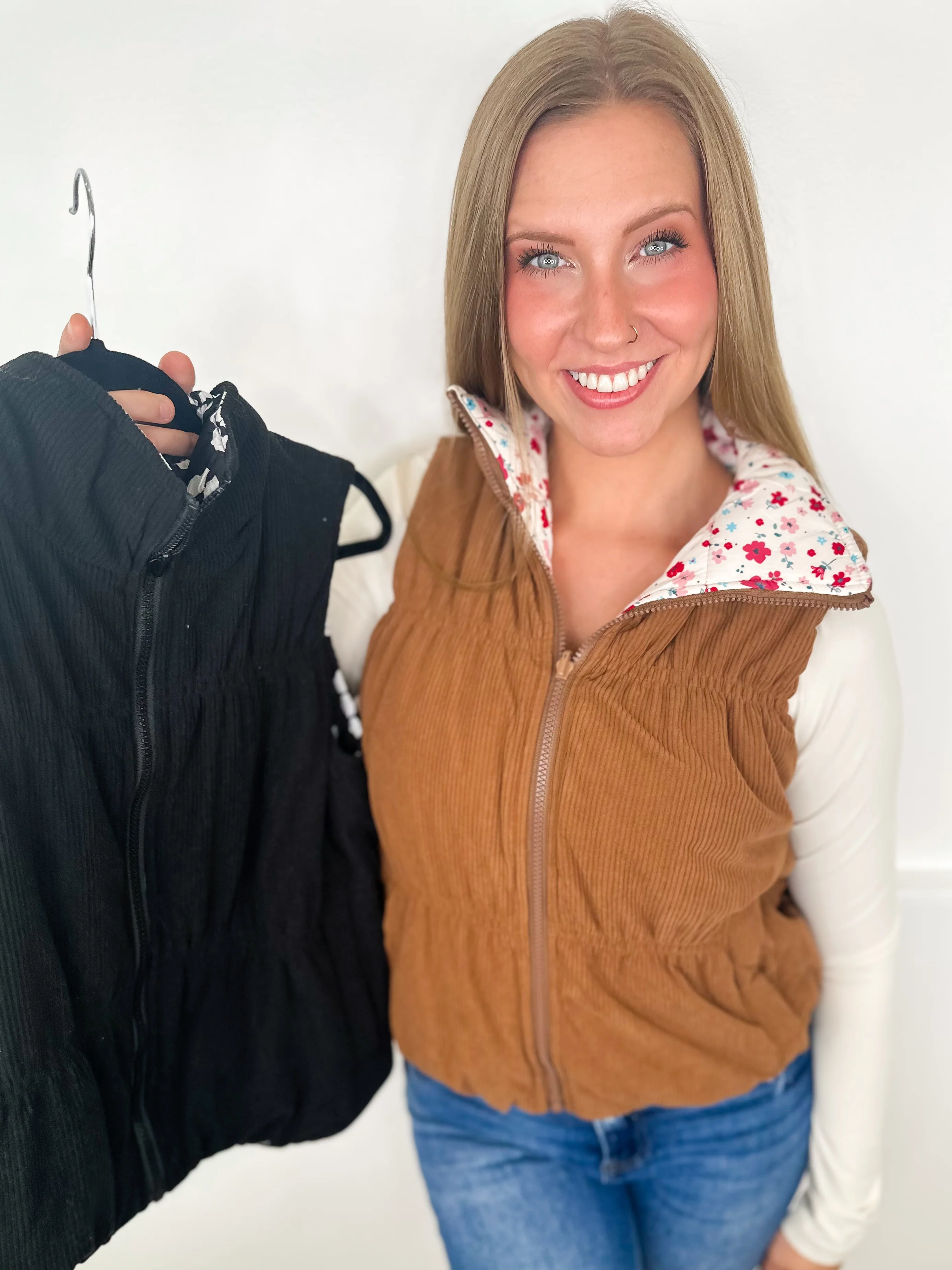 Double the Fun Ribbed Reversible Avery Mae Puffer Vest - 2 colors!