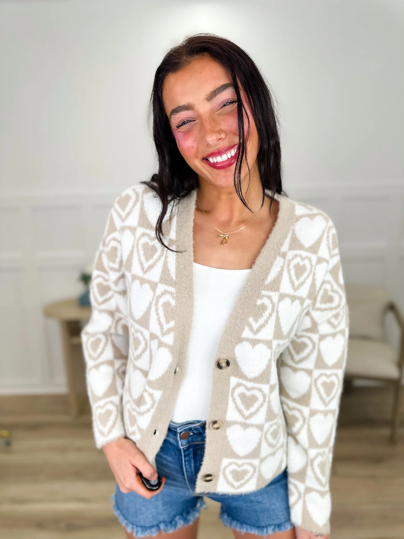 Drawn to You Knit Long Sleeve Tan Avery Mae Mom Cropped Button Up Cardigan