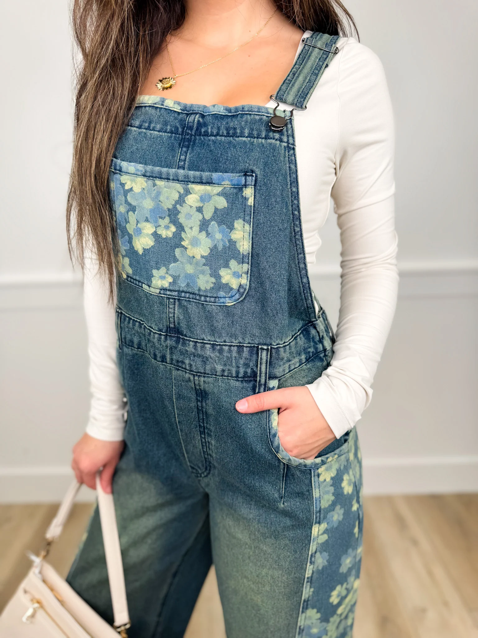 Easel Choosing Courage Cotton Blend Dark Wash Overalls - Image 2