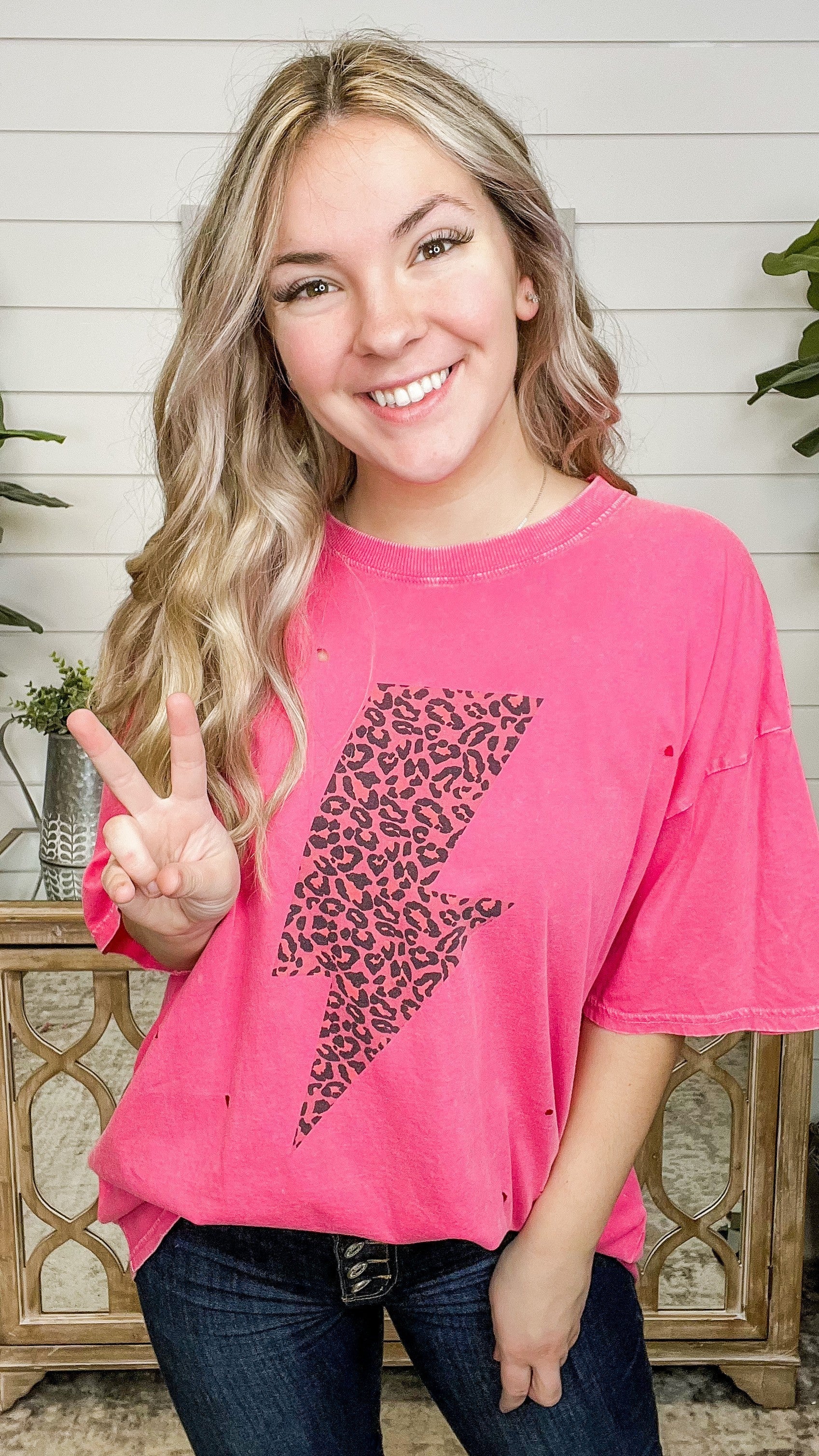 Easel Electrifying Lightning Bolt Cotton Short Sleeve Oversized Graphic Top - 9 colors! - Image 12