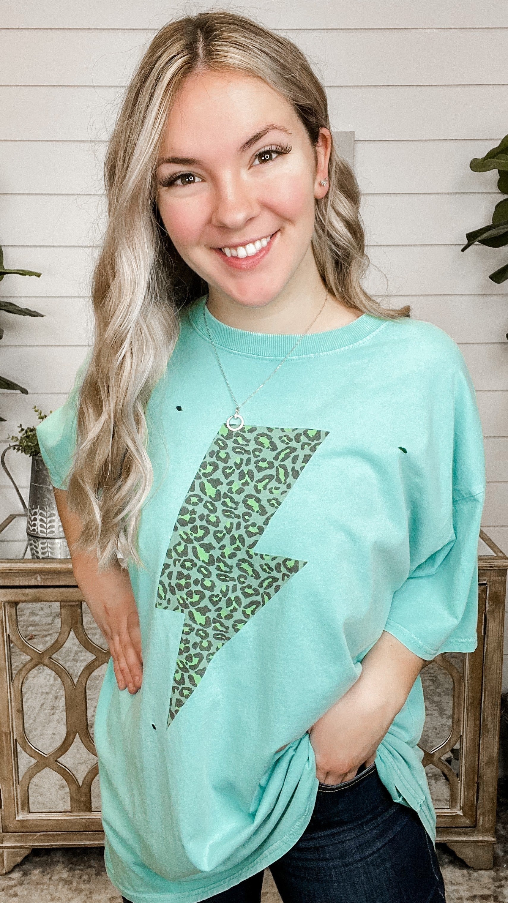 Easel Electrifying Lightning Bolt Cotton Short Sleeve Oversized Graphic Top - 9 colors! - Image 13