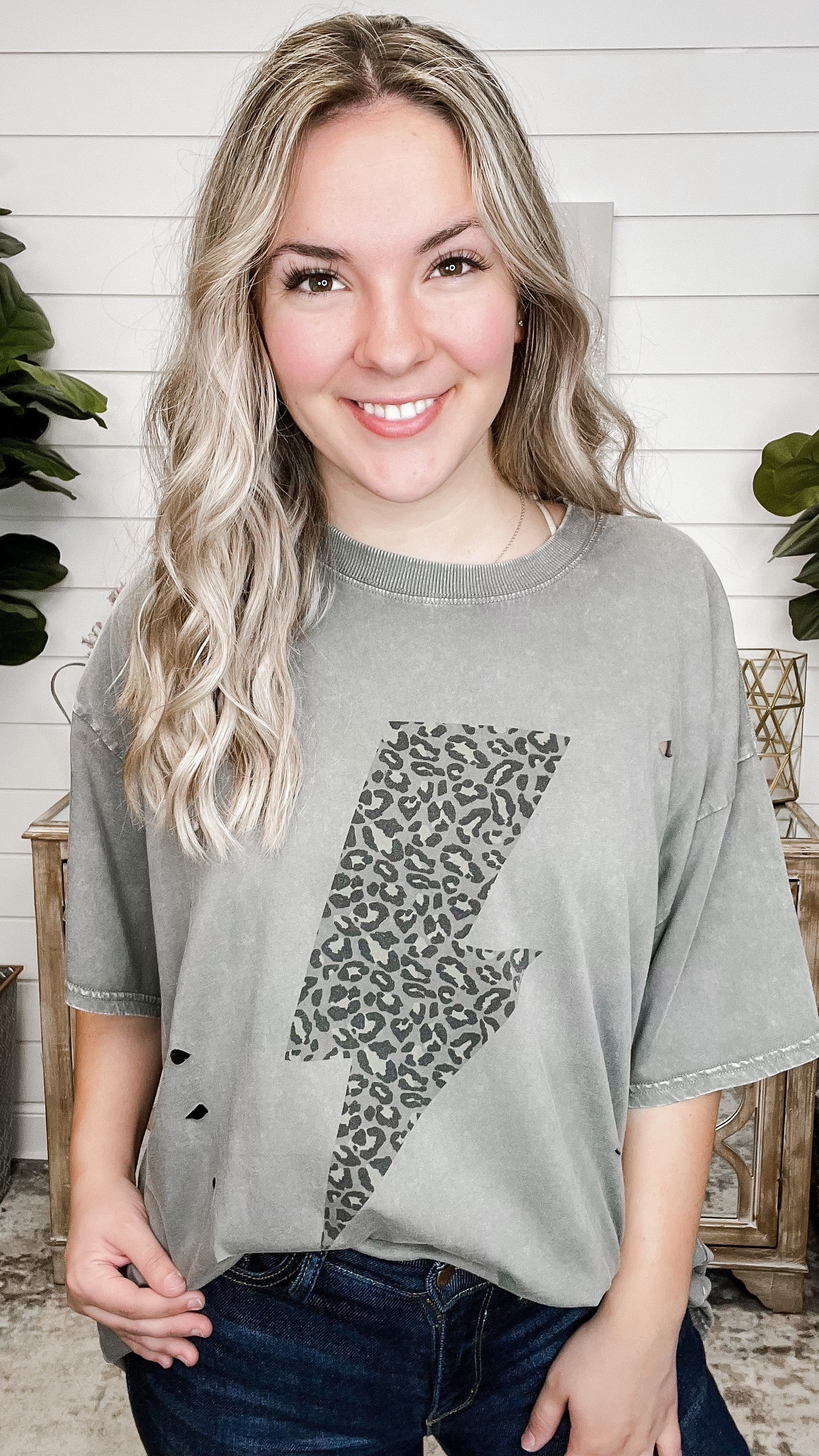Easel Electrifying Lightning Bolt Cotton Short Sleeve Oversized Graphic Top - 9 colors! - Image 14