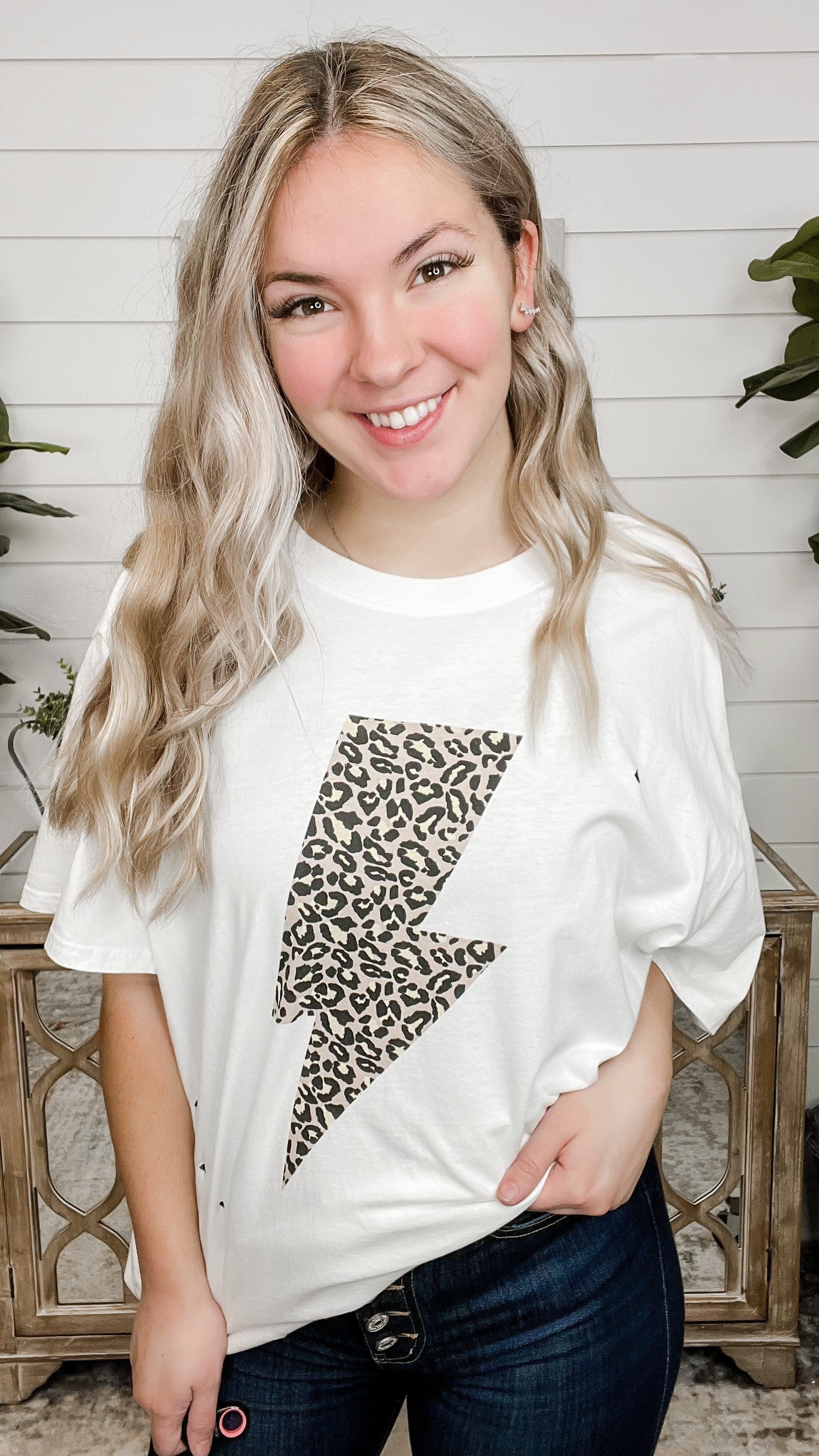 Easel Electrifying Lightning Bolt Cotton Short Sleeve Oversized Graphic Top - 9 colors! - Image 3