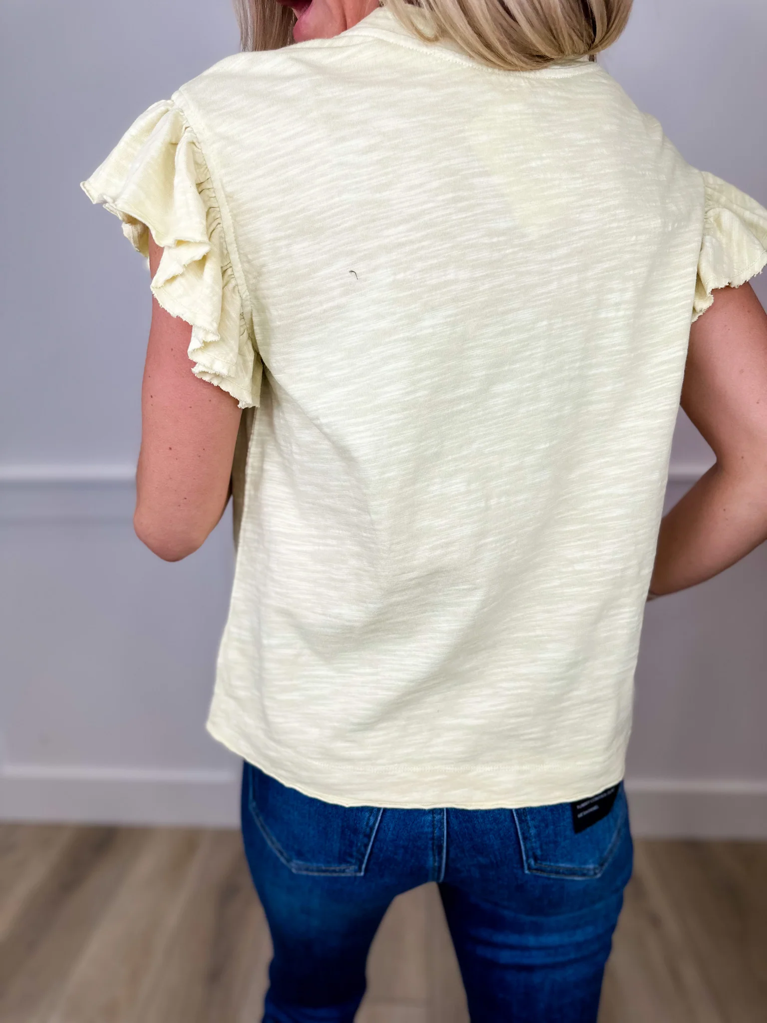 Easel I'm Thriving Cotton Short Sleeve Yellow Top - Image 3