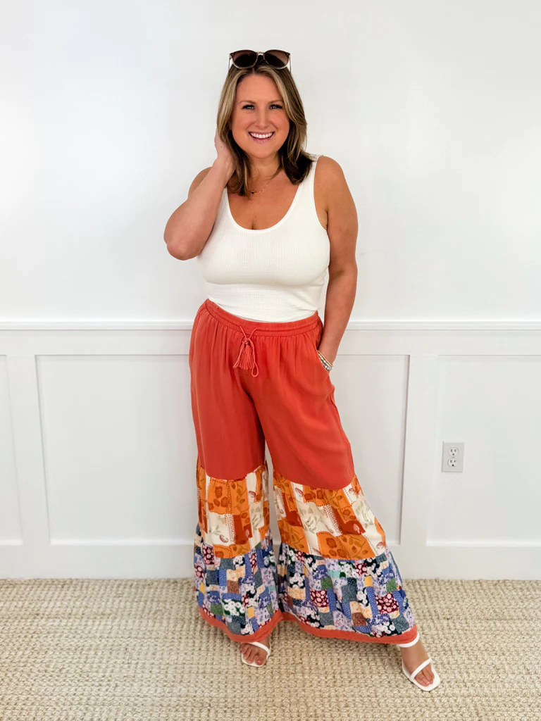 Easel In My Groove High-Rise Rayon Coral Bottoms