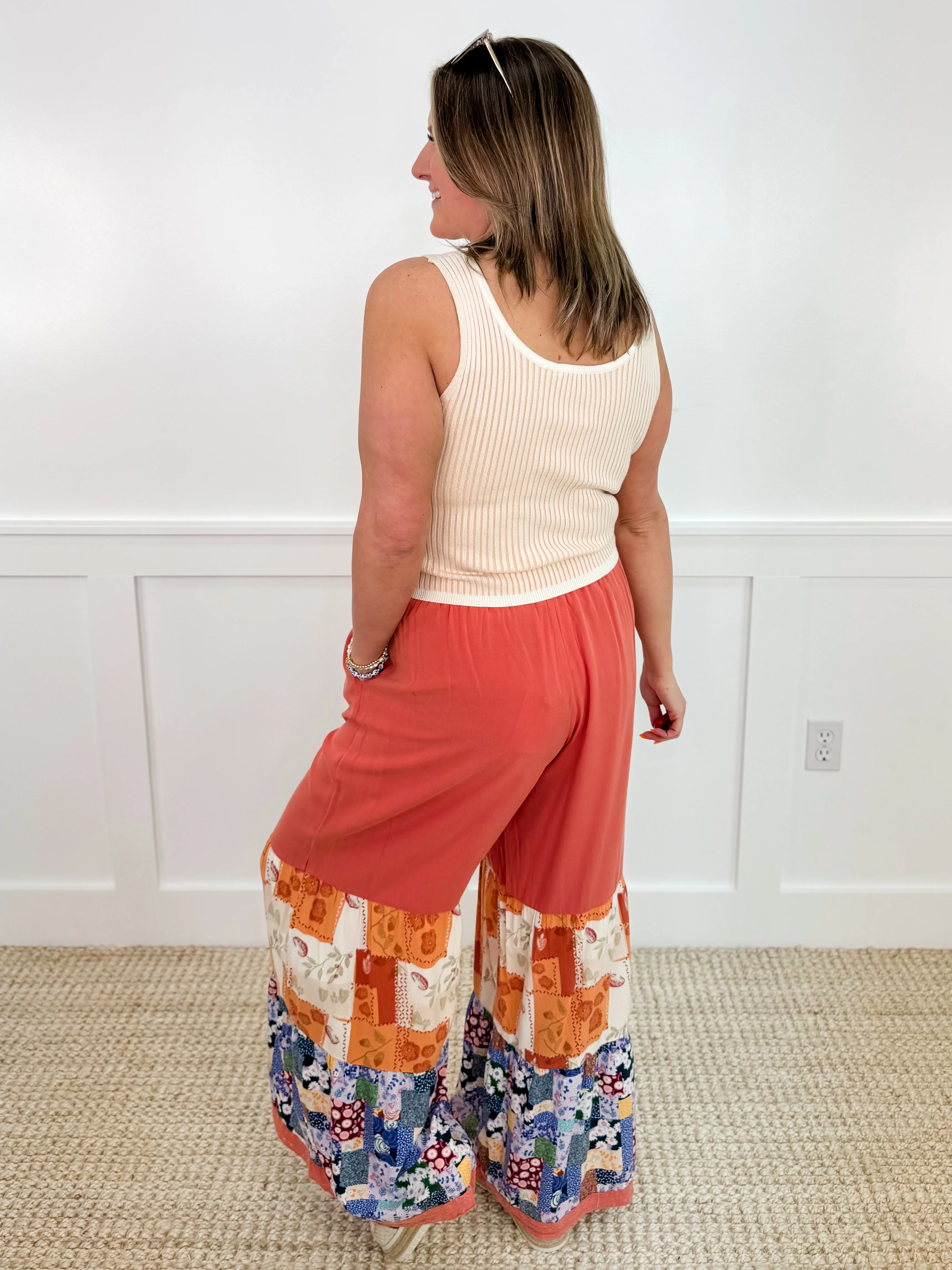 Easel In My Groove High-Rise Rayon Coral Bottoms - Image 3