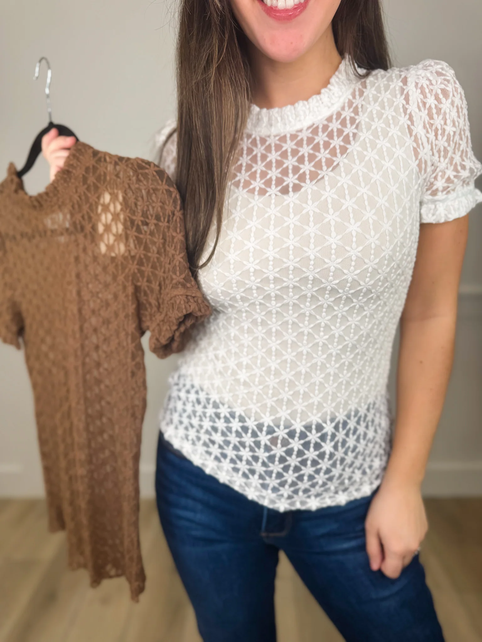 Easel Leave it to Me Lace Short Sleeve Top - 2 colors!