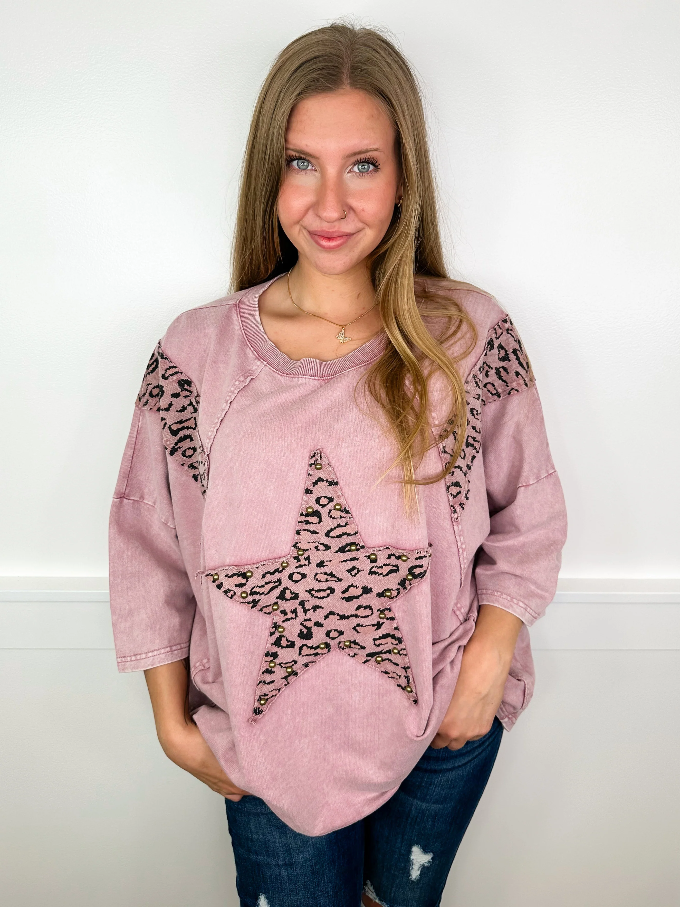 Easel Making Moves Cotton 3/4 Sleeve Leopard Print Top - 4 colors! - Image 5