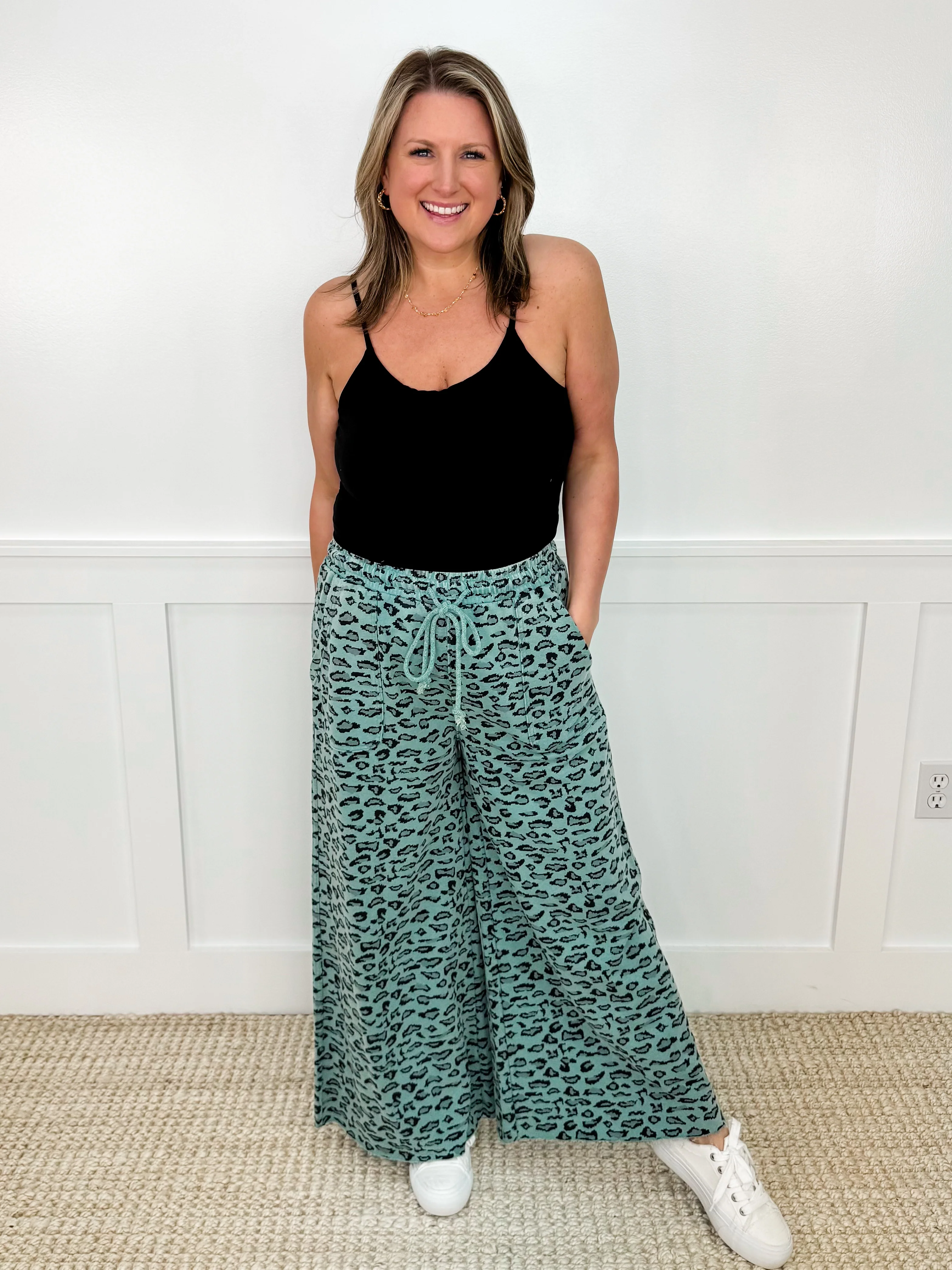 Easel Wild At Heart High-Rise Cotton Wide Leg Leopard Bottoms - 5 colors! - Image 3