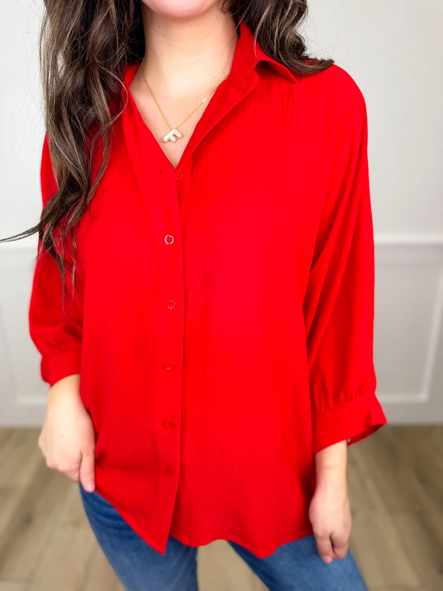 Easy Does it 3/4 Sleeve Avery Mae Button Up Top - 2 colors! - Image 2