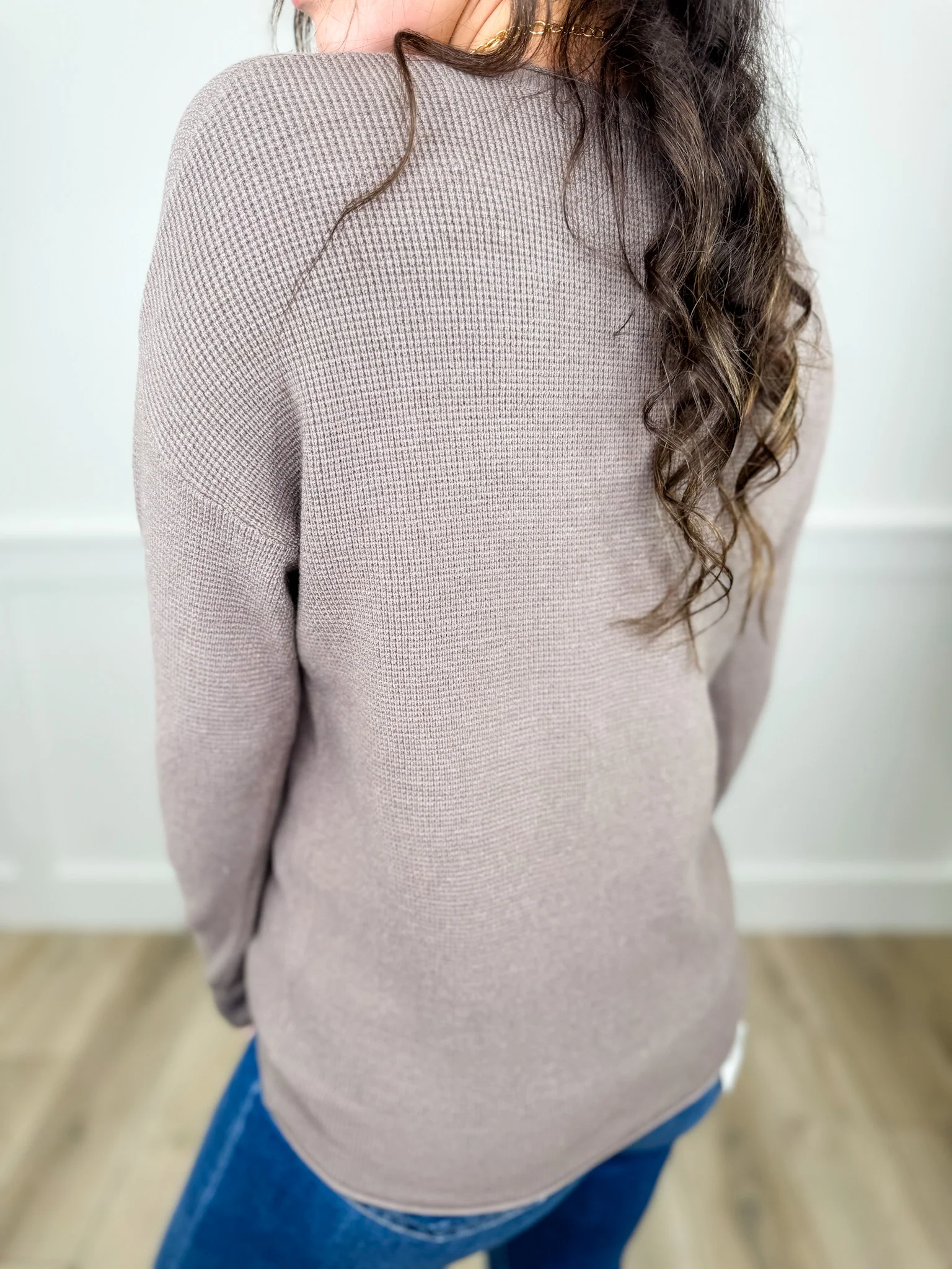 Embrace the Process Knit Long Sleeve Taupe Avery Mae Sweater Top - Image 2