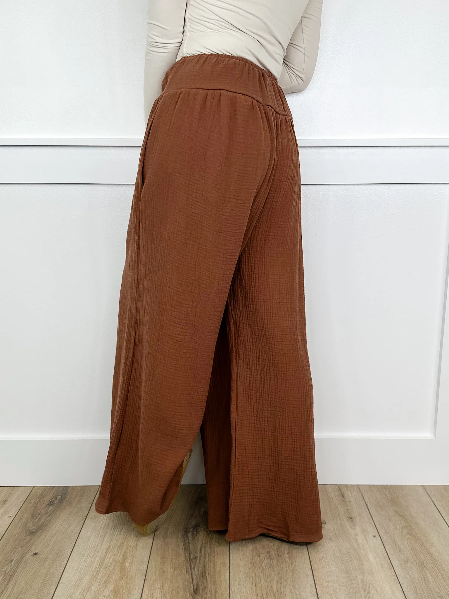 Enjoy the Day High-Rise Cotton Wide Leg Brown Avery Mae Bottoms - Image 2