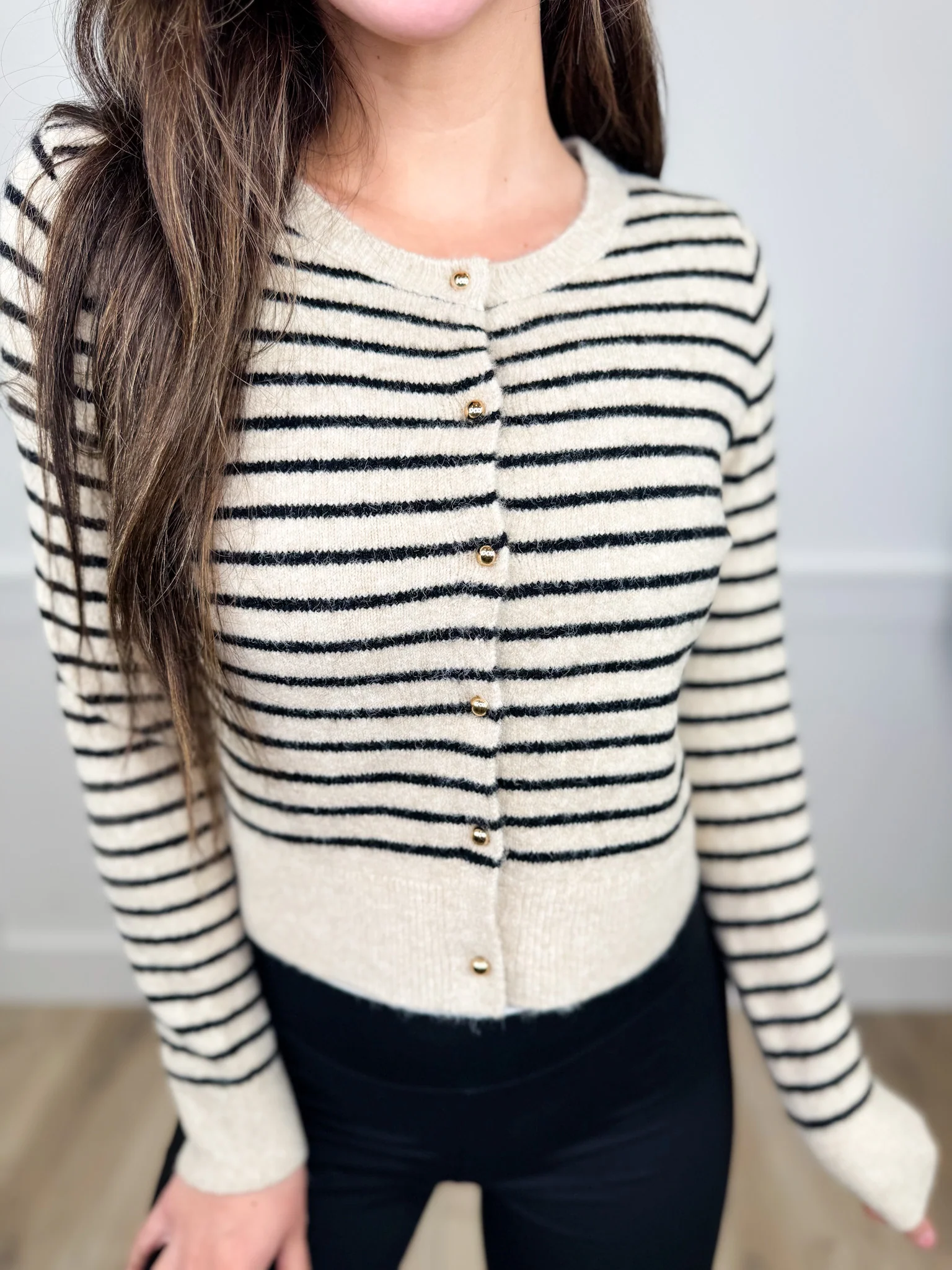 Everyday Layer Knit Long Sleeve Sand Avery Mae Button Up Cardigan