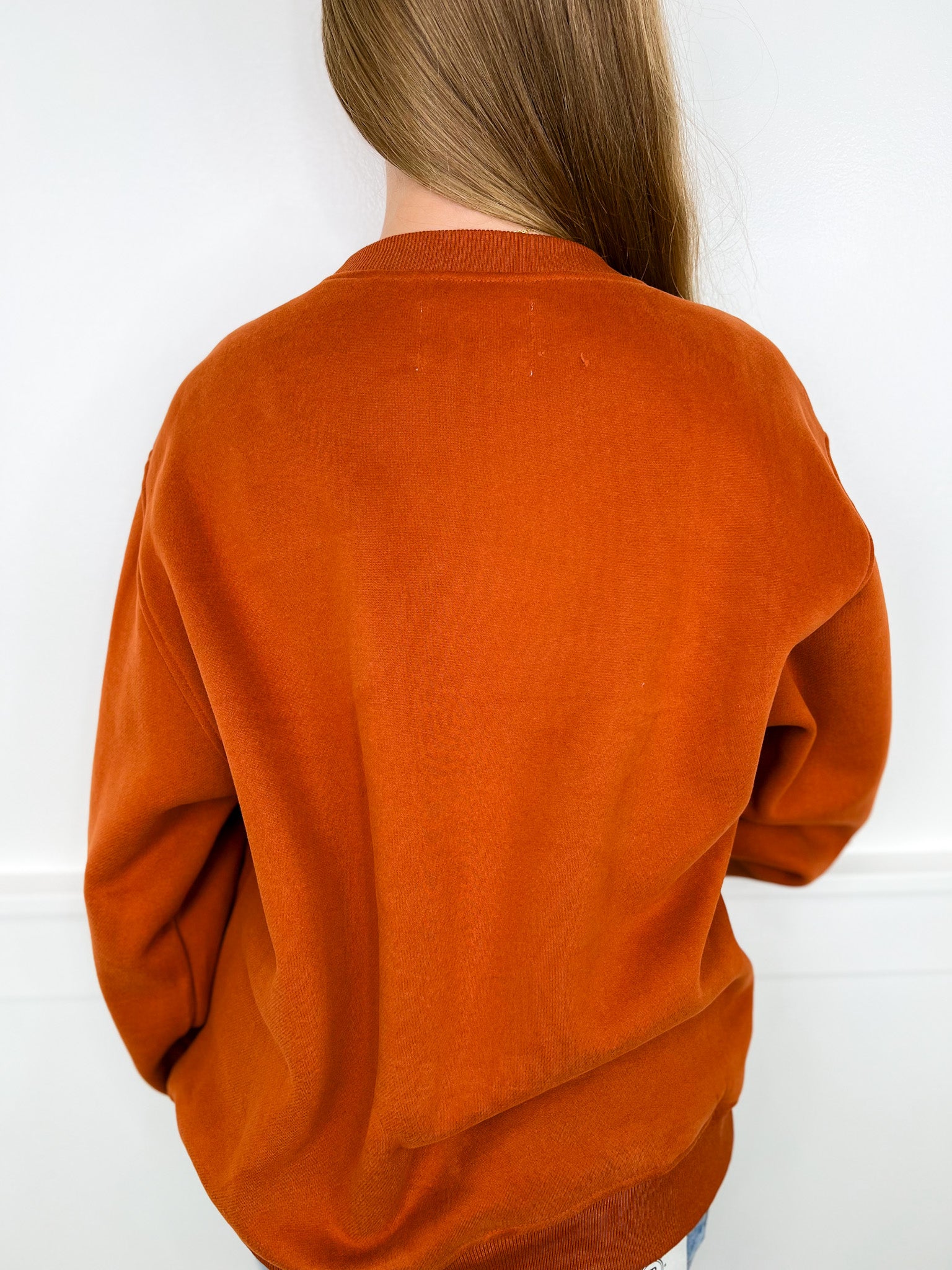Fall is Calling Cotton Blend Long Sleeve Rust Orange Avery Mae Graphic Crewneck Sweatshirt - Image 2