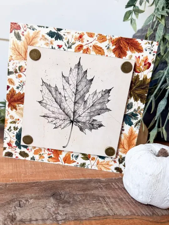 Fall Leaf Wood Shelf Sitter - Image 2