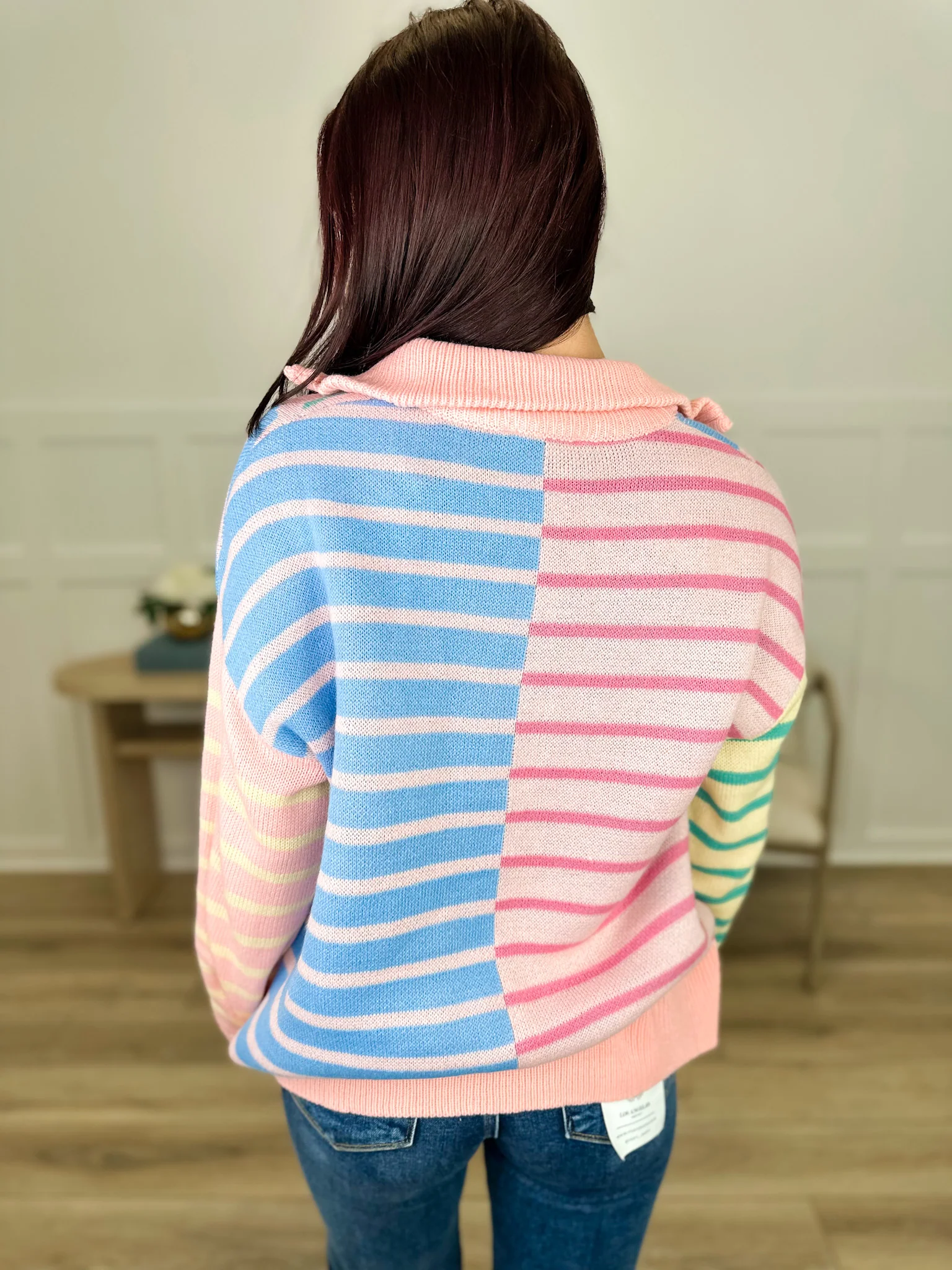 Falling For it Knit Long Sleeve Avery Mae Quarter Zip Sweater Top - Image 2