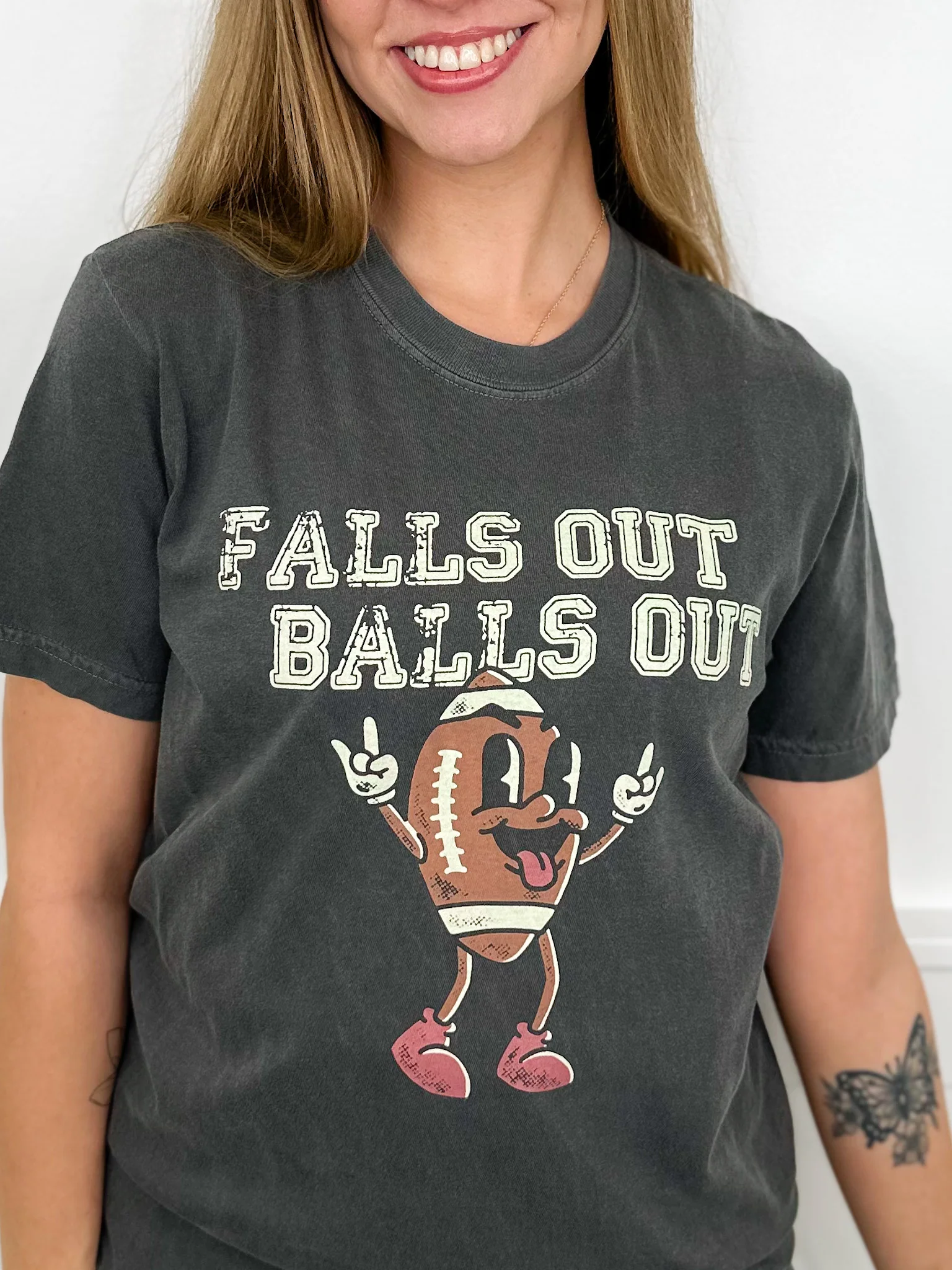 Falls Out Cotton Short Sleeve Charcoal Avery Mae Graphic Tee Shirt - Image 3