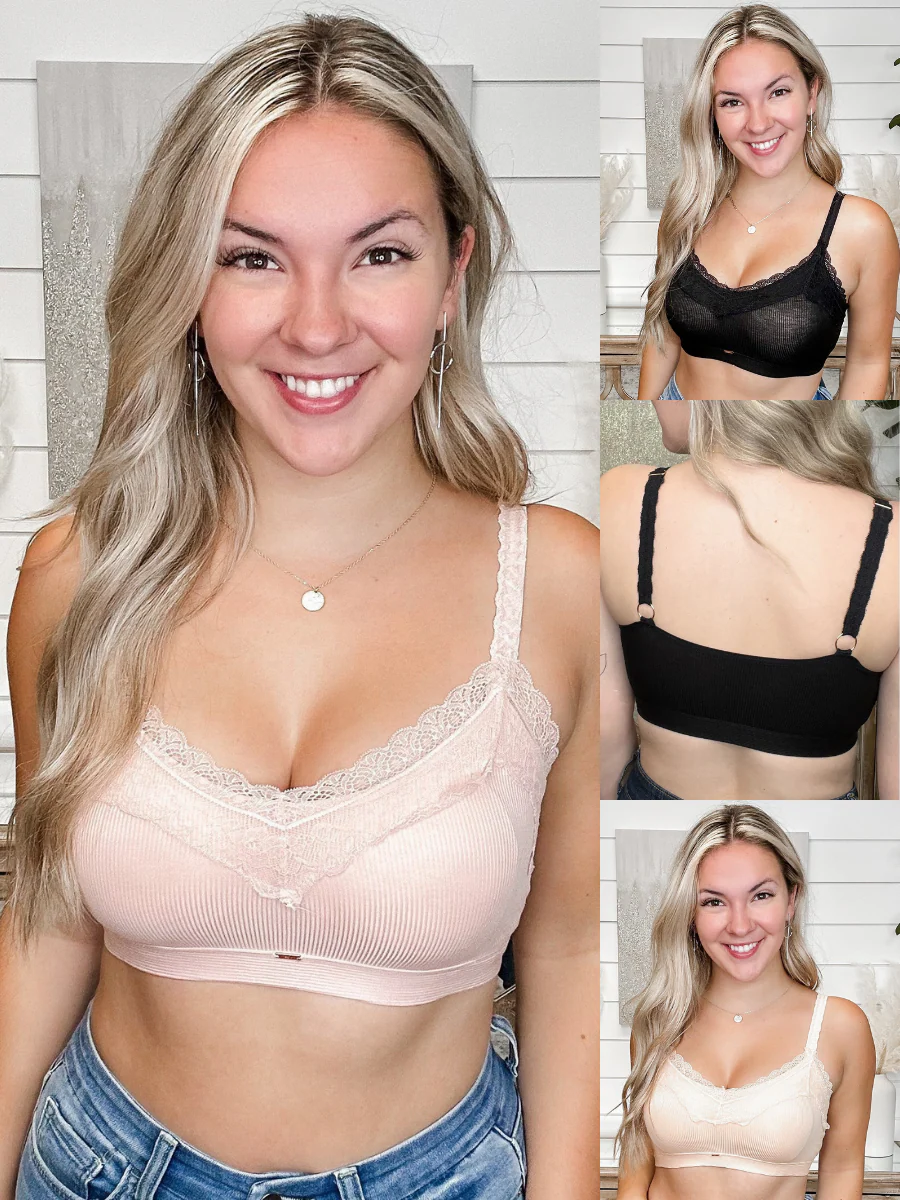 Fantasies Ribbed Padded Avery Mae Bralette - 4 colors!