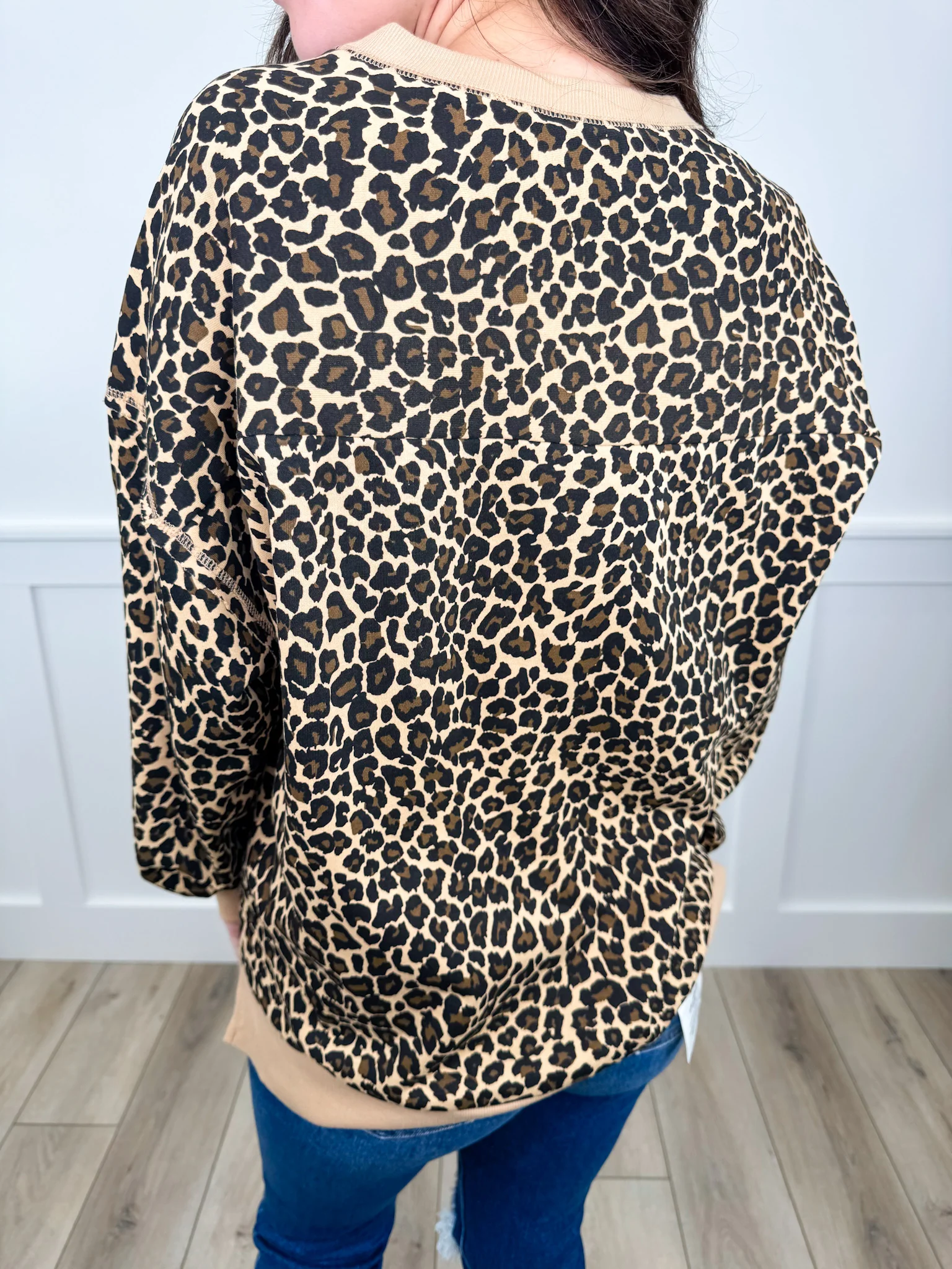 Fearlessly Authentic Cotton Long Sleeve Leopard Print Avery Mae Top - Image 2