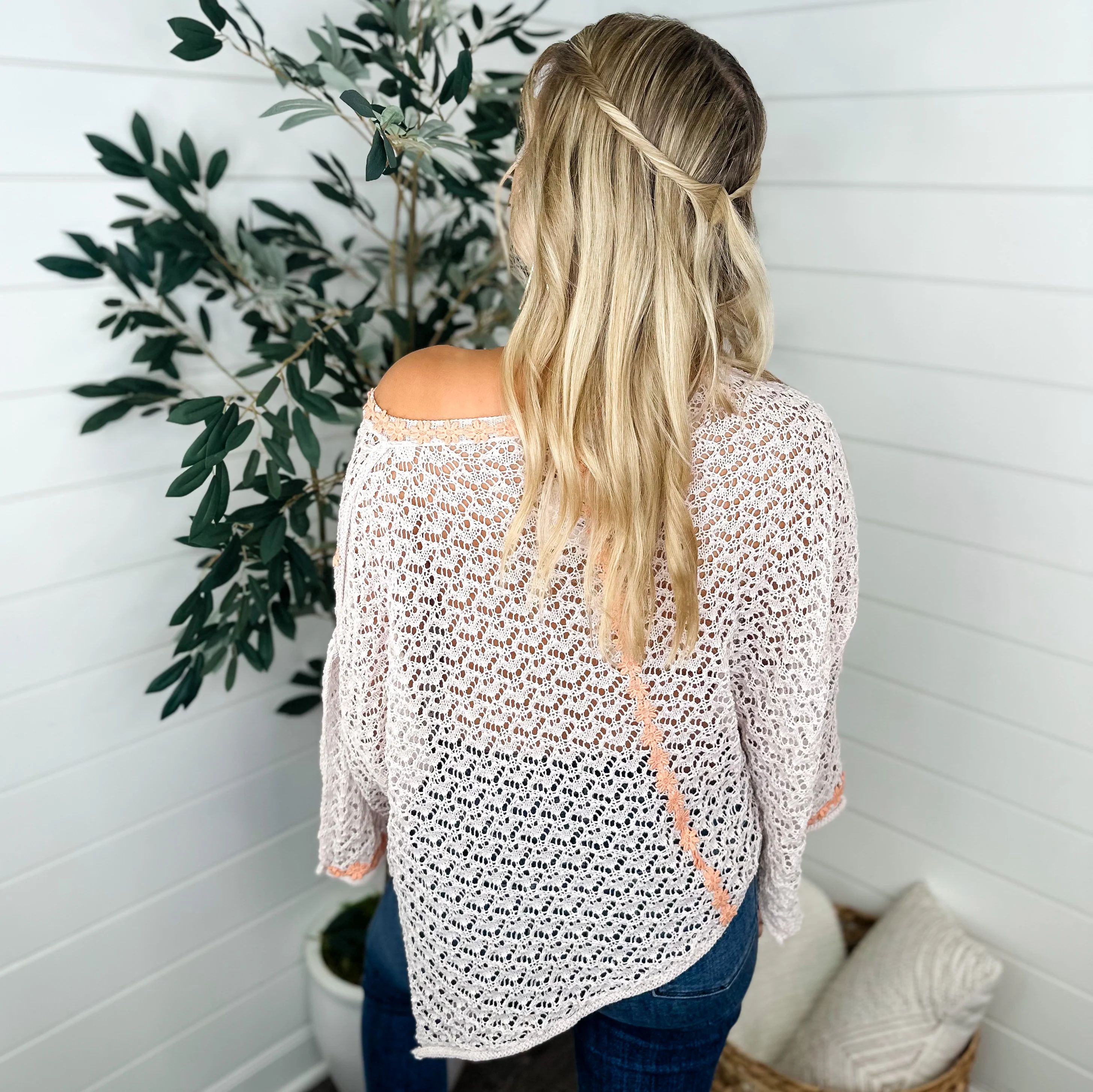 Feel the Moment Knit 3/4 Sleeve Oat Avery Mae Top - Image 2