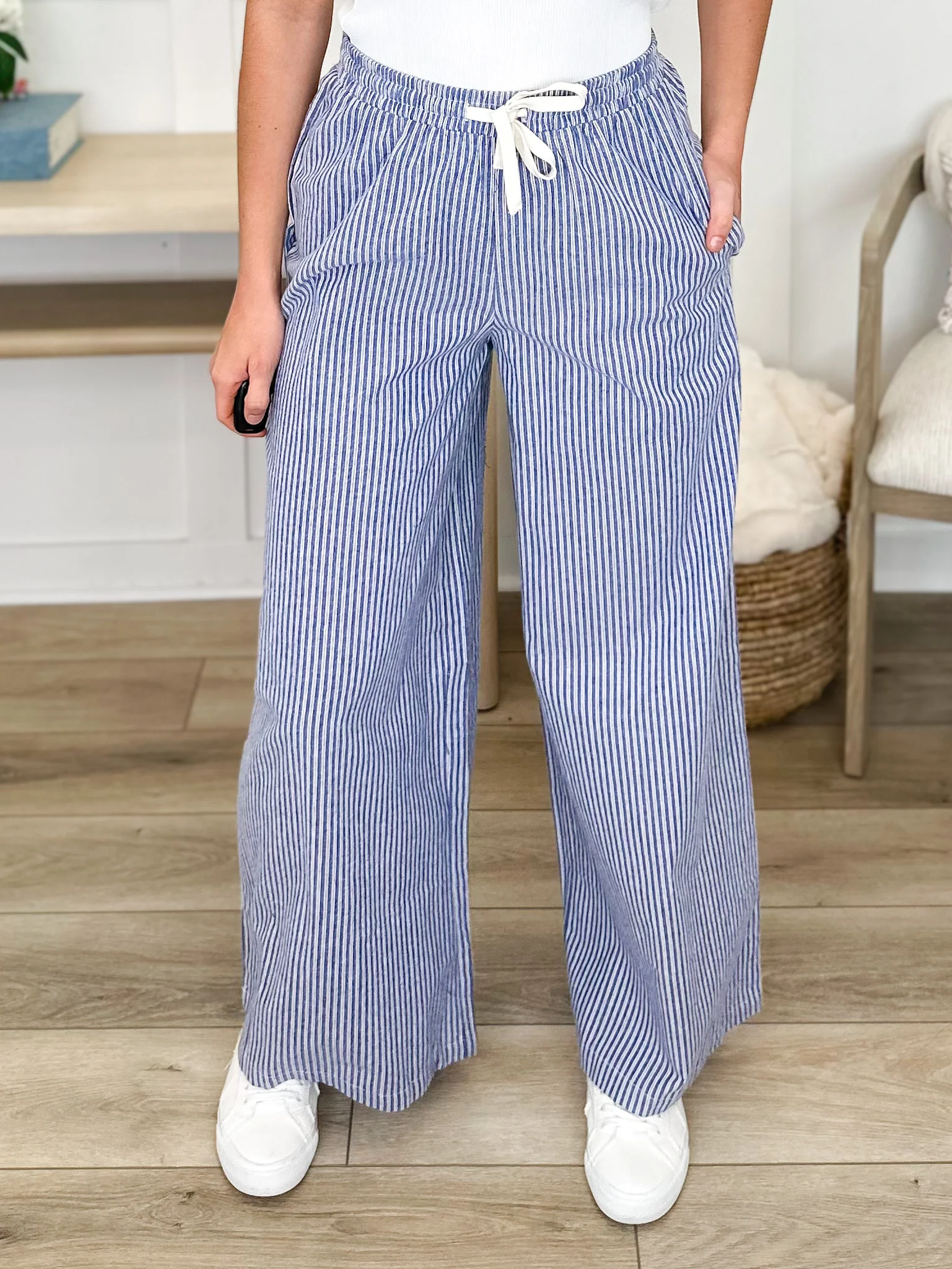 Feeling Inspired High-Rise Cotton Wide Leg Blue Avery Mae Bottoms